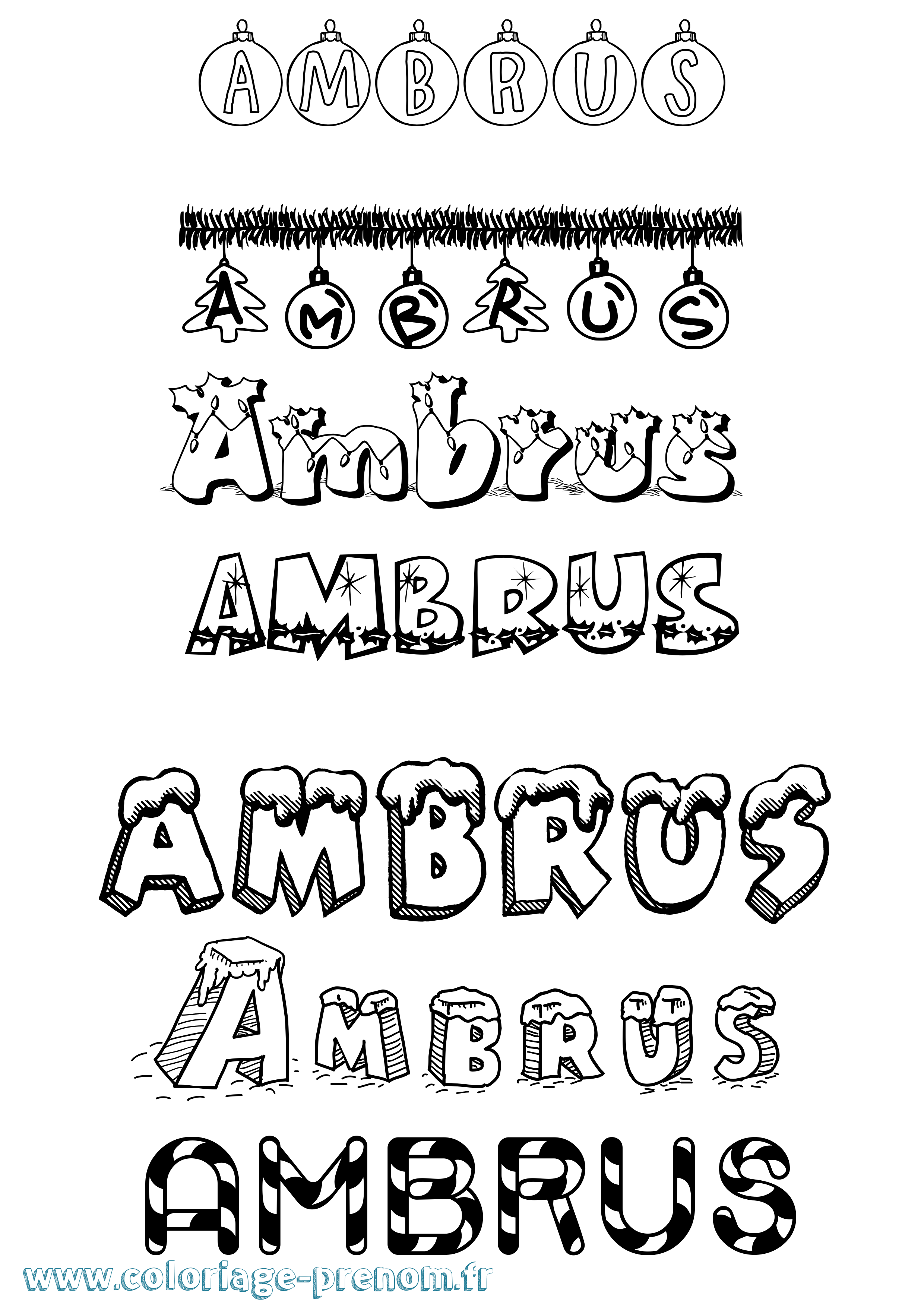 Coloriage Ambrus Noël Coloriage prénom Ambrus Noël