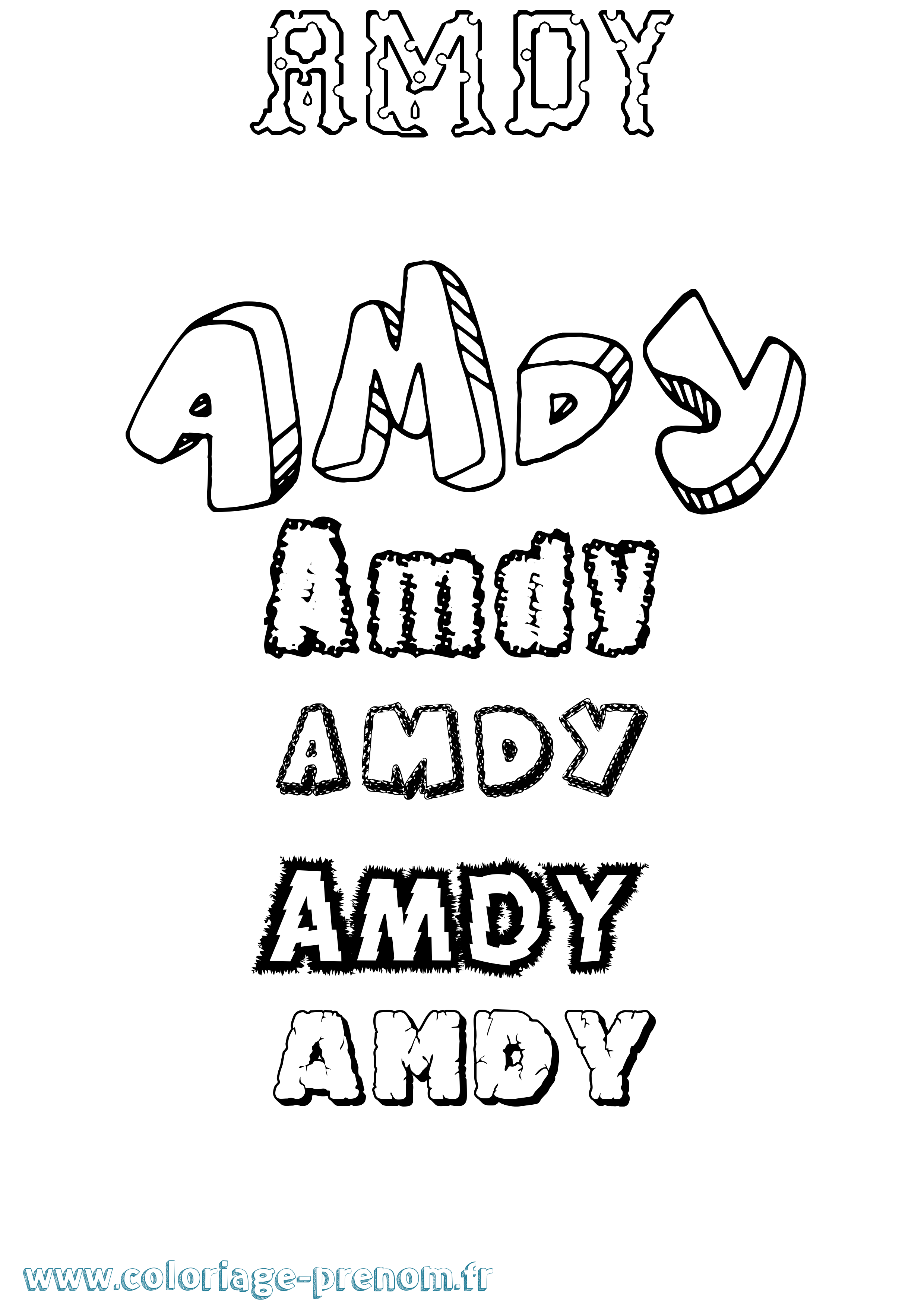 Coloriage prénom Amdy Destructuré