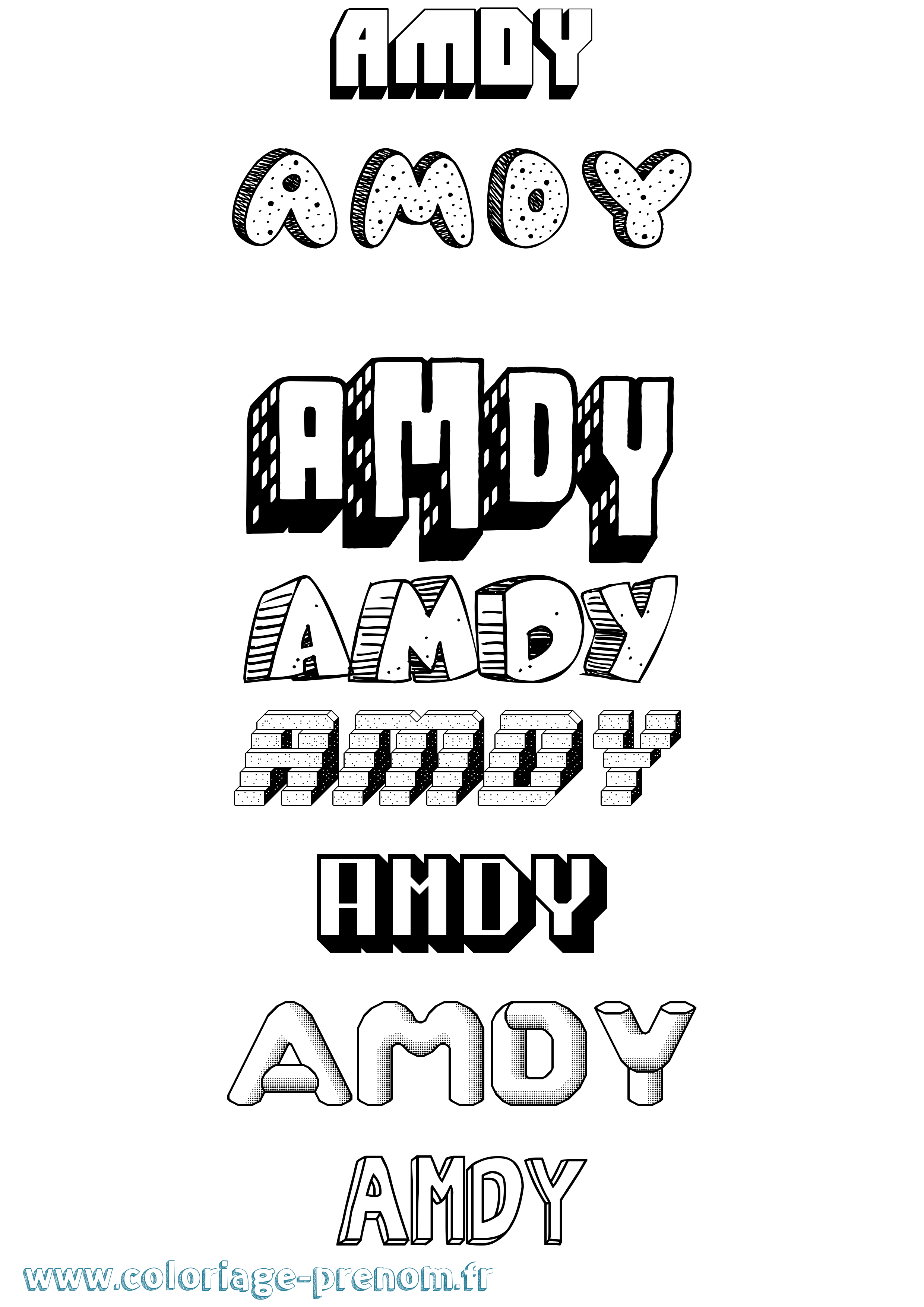 Coloriage prénom Amdy Effet 3D