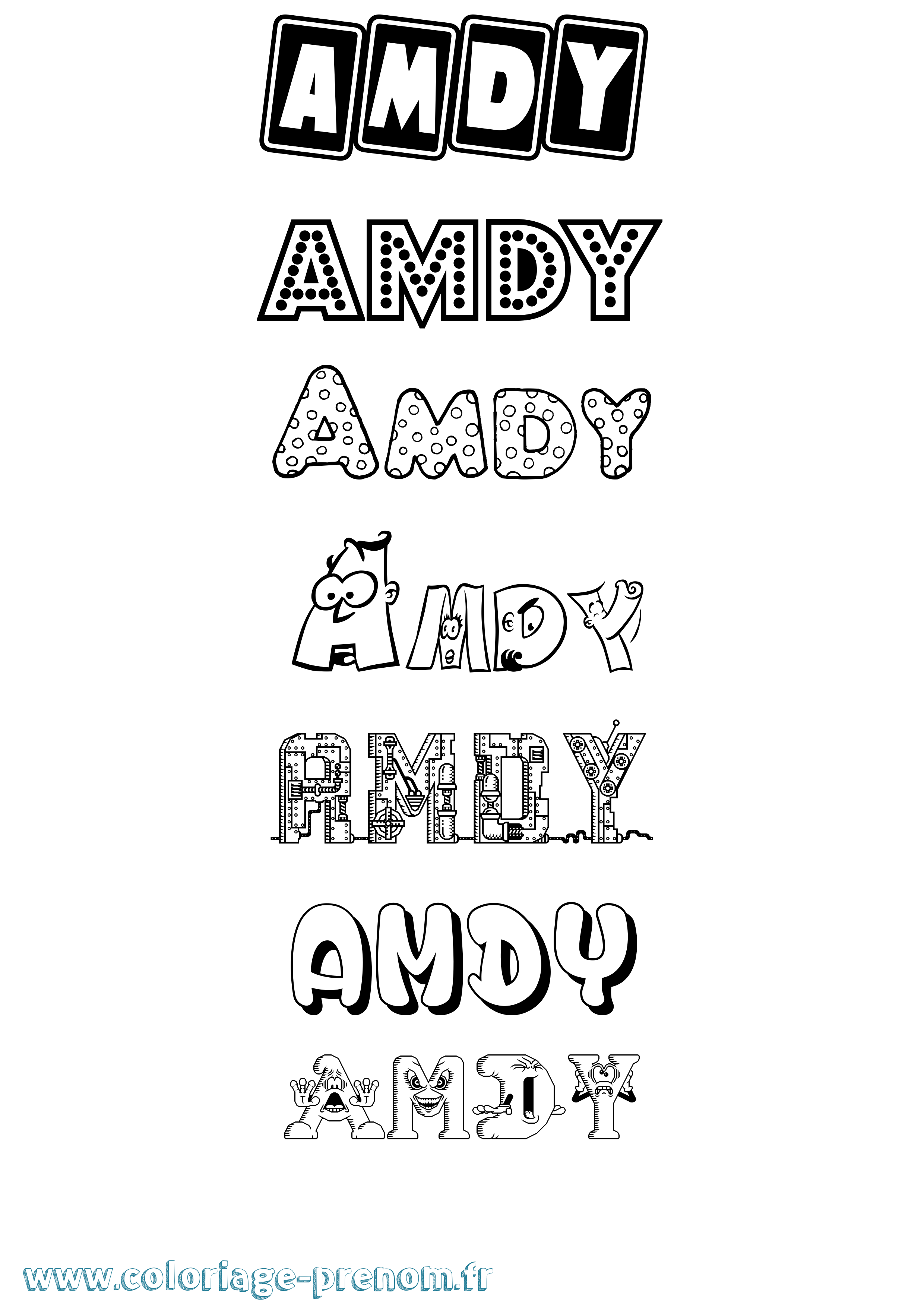 Coloriage prénom Amdy Fun