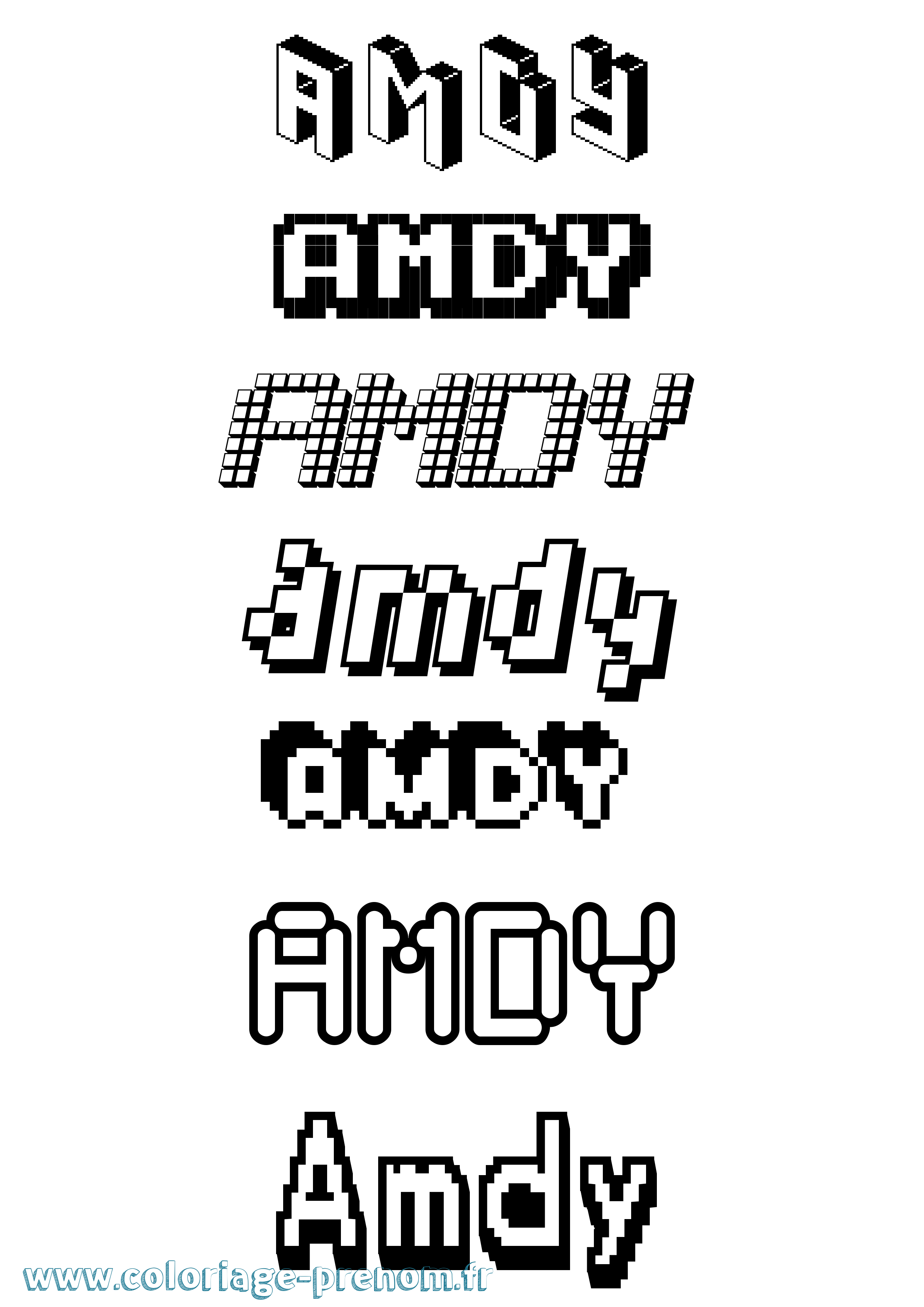 Coloriage prénom Amdy Pixel