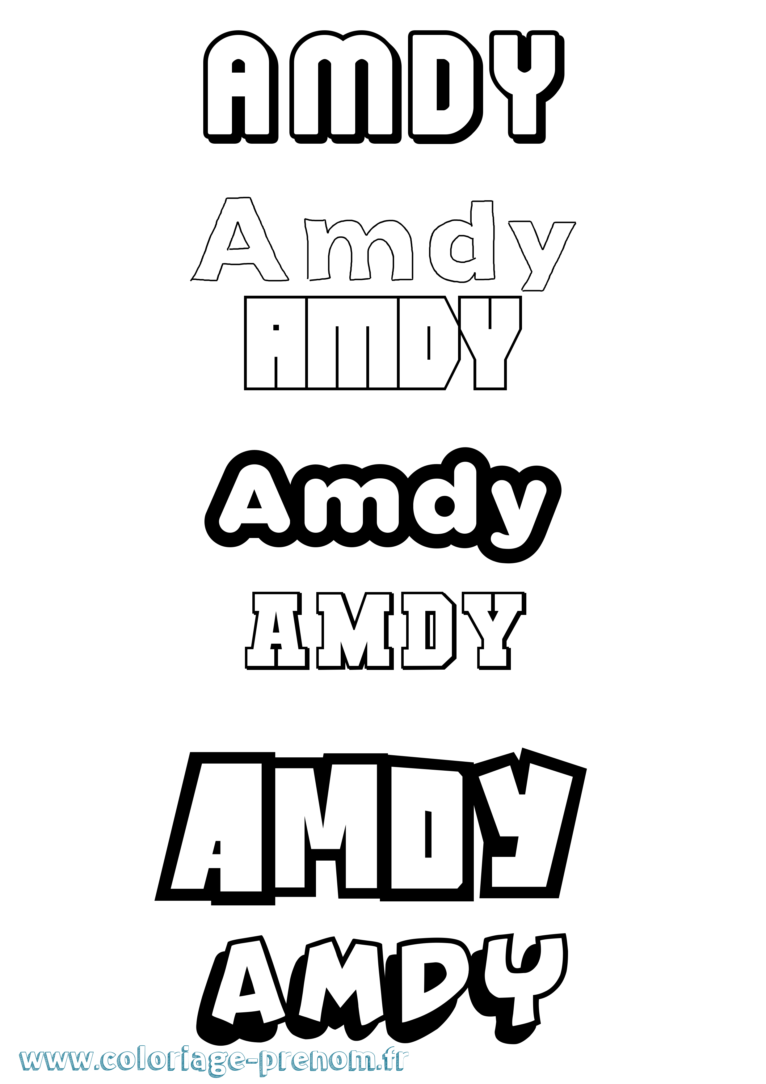 Coloriage prénom Amdy Simple