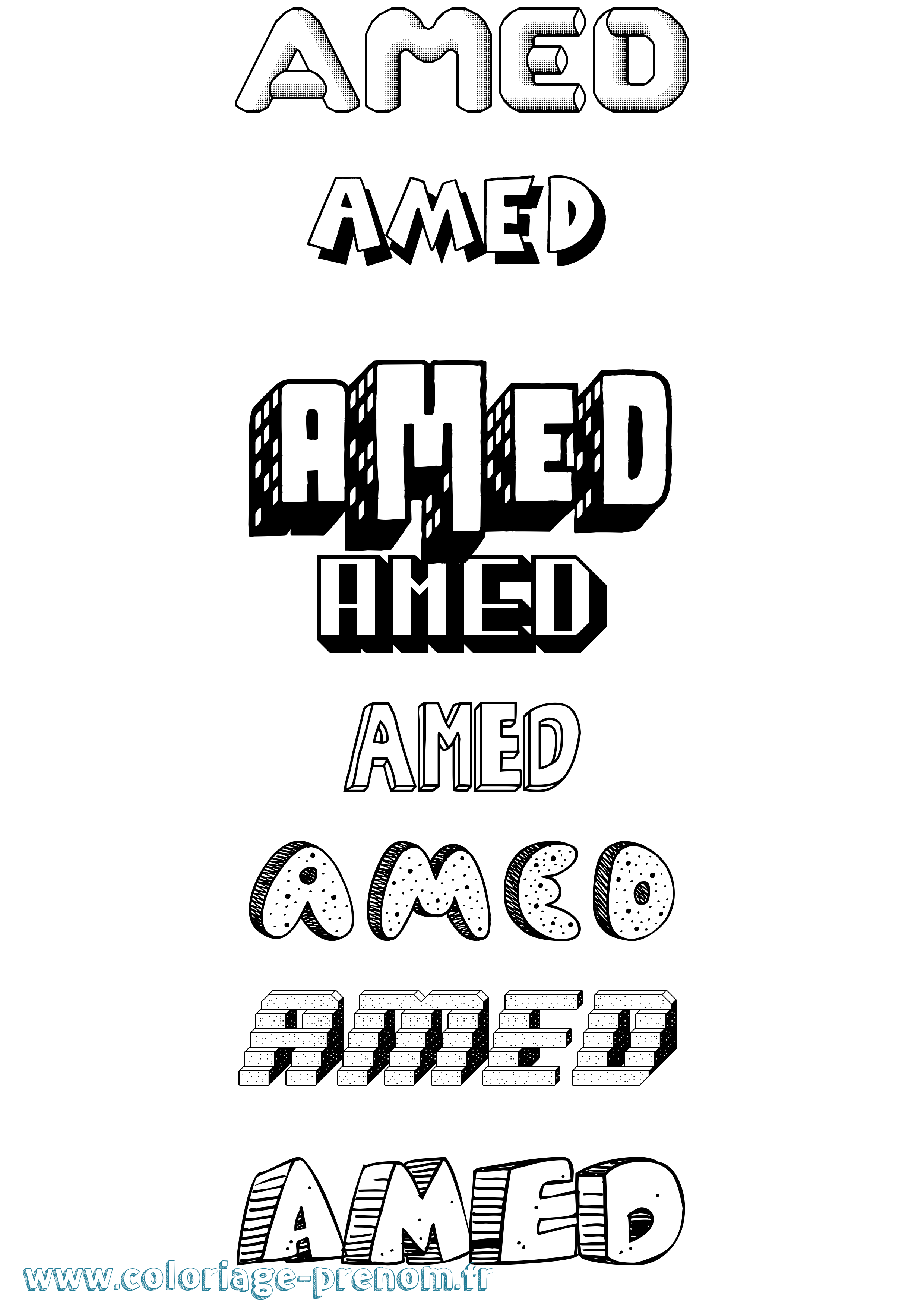 Coloriage prénom Amed Effet 3D