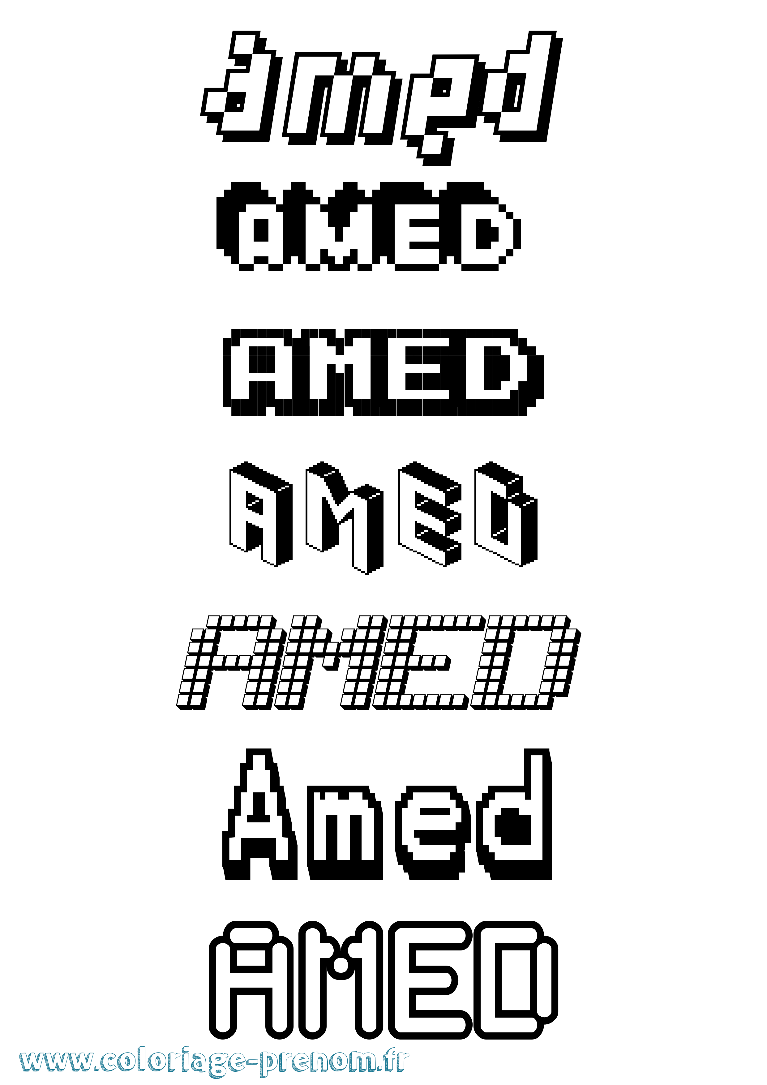 Coloriage prénom Amed Pixel