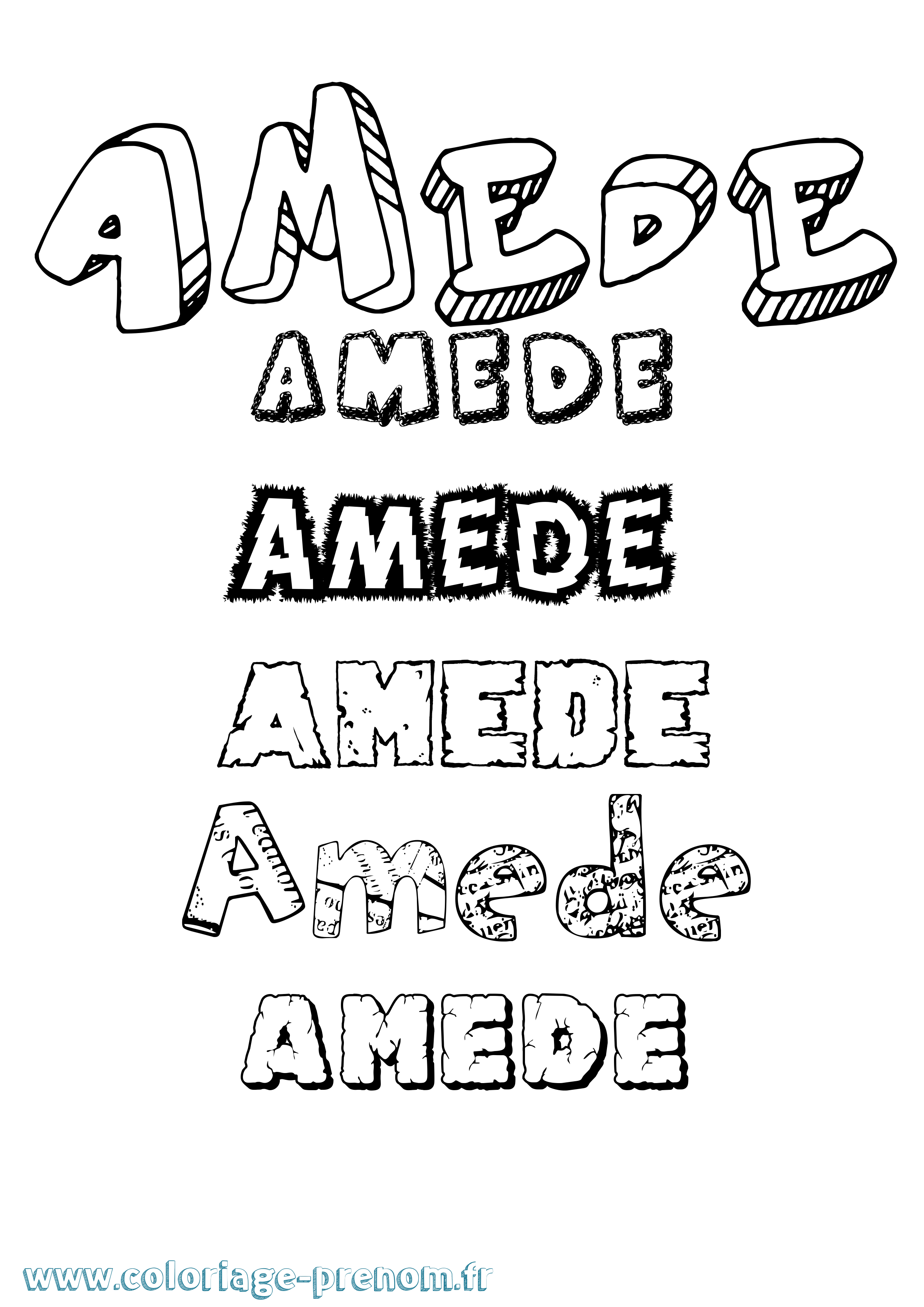 Coloriage Amede Destructuré Coloriage prénom Amede Destructuré