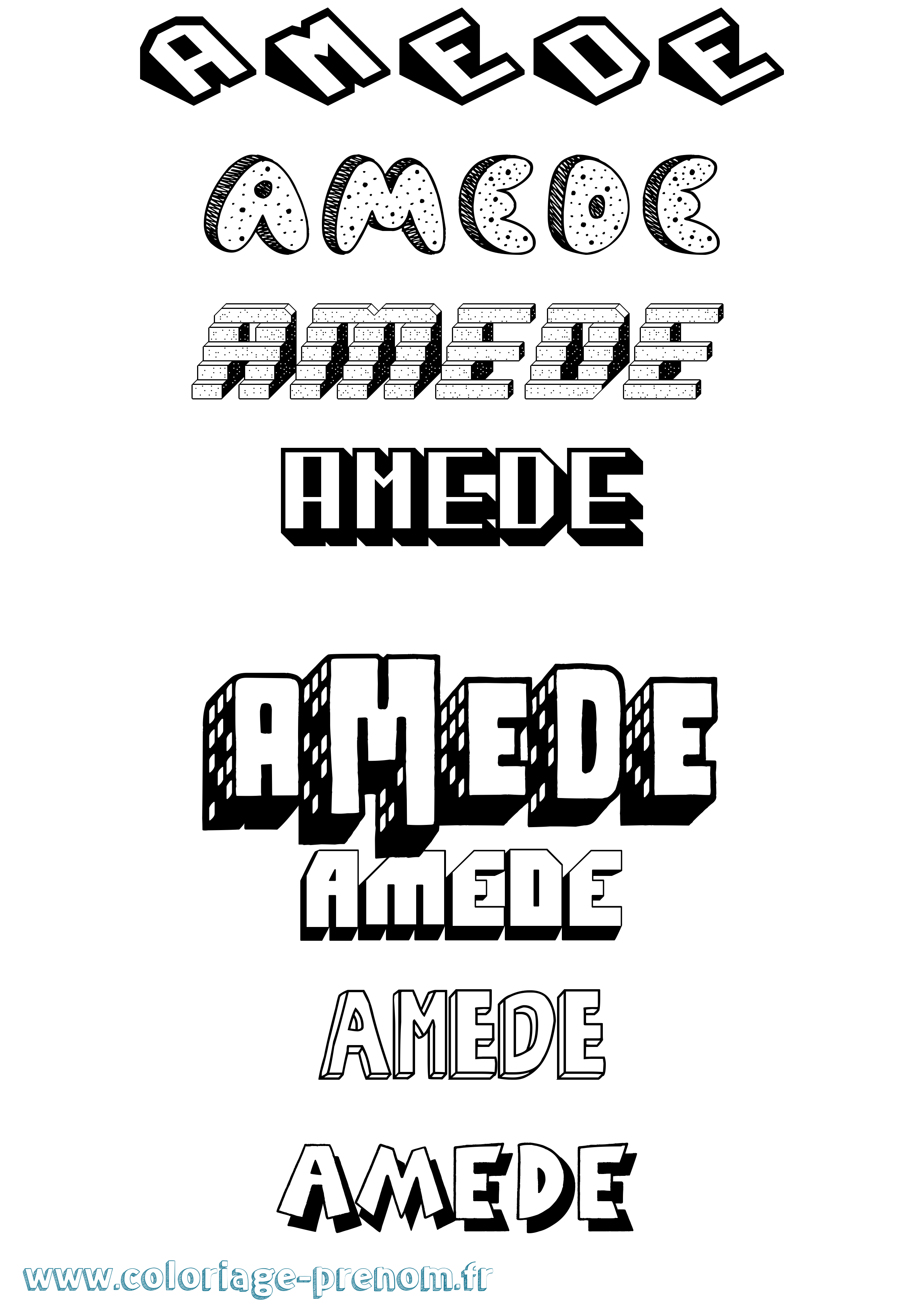 Coloriage Amede Effet 3D Coloriage prénom Amede Effet 3D