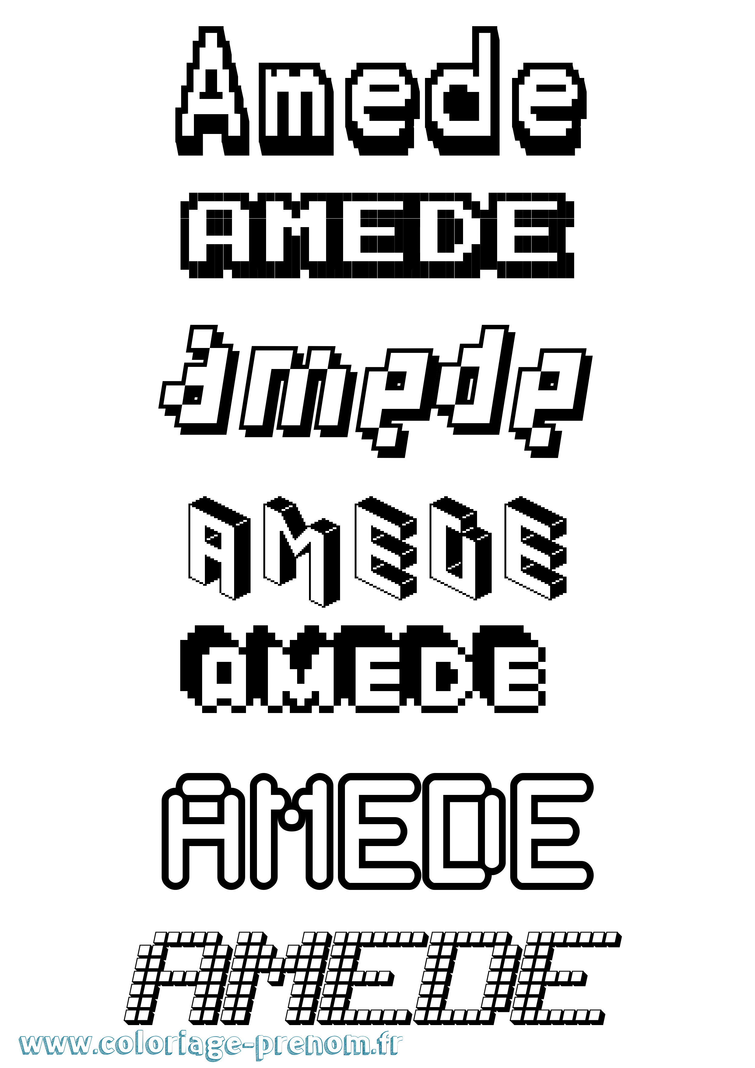 Coloriage Amede Pixel Coloriage prénom Amede Pixel
