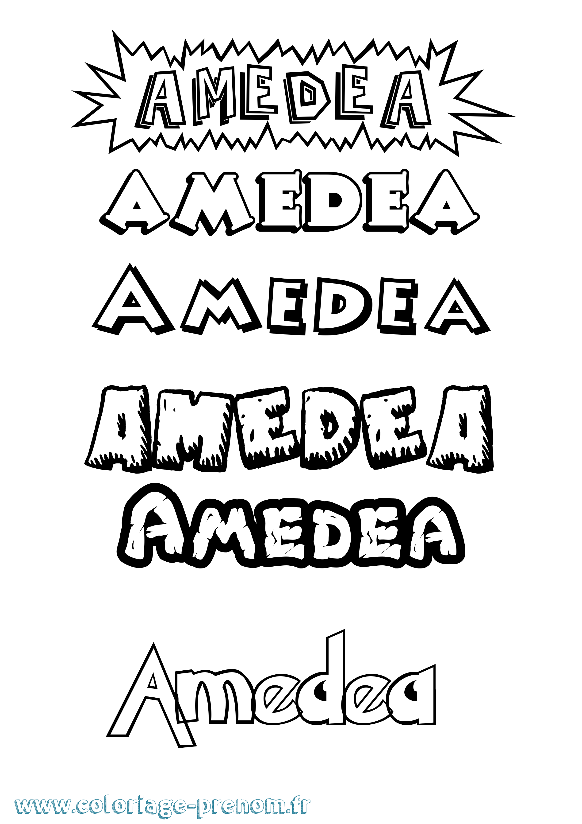 Coloriage prénom Amedea Dessin Animé