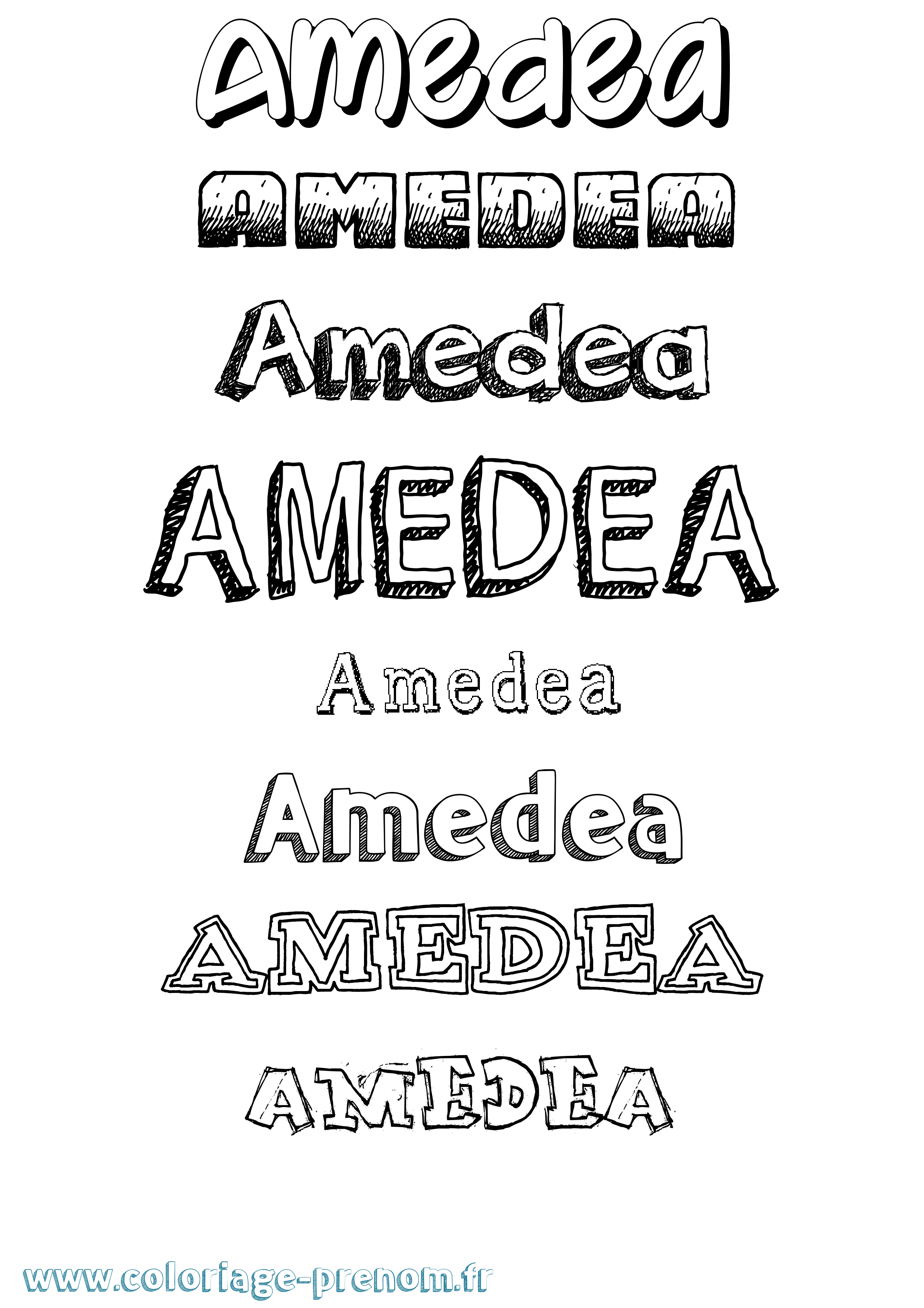 Coloriage prénom Amedea Dessiné