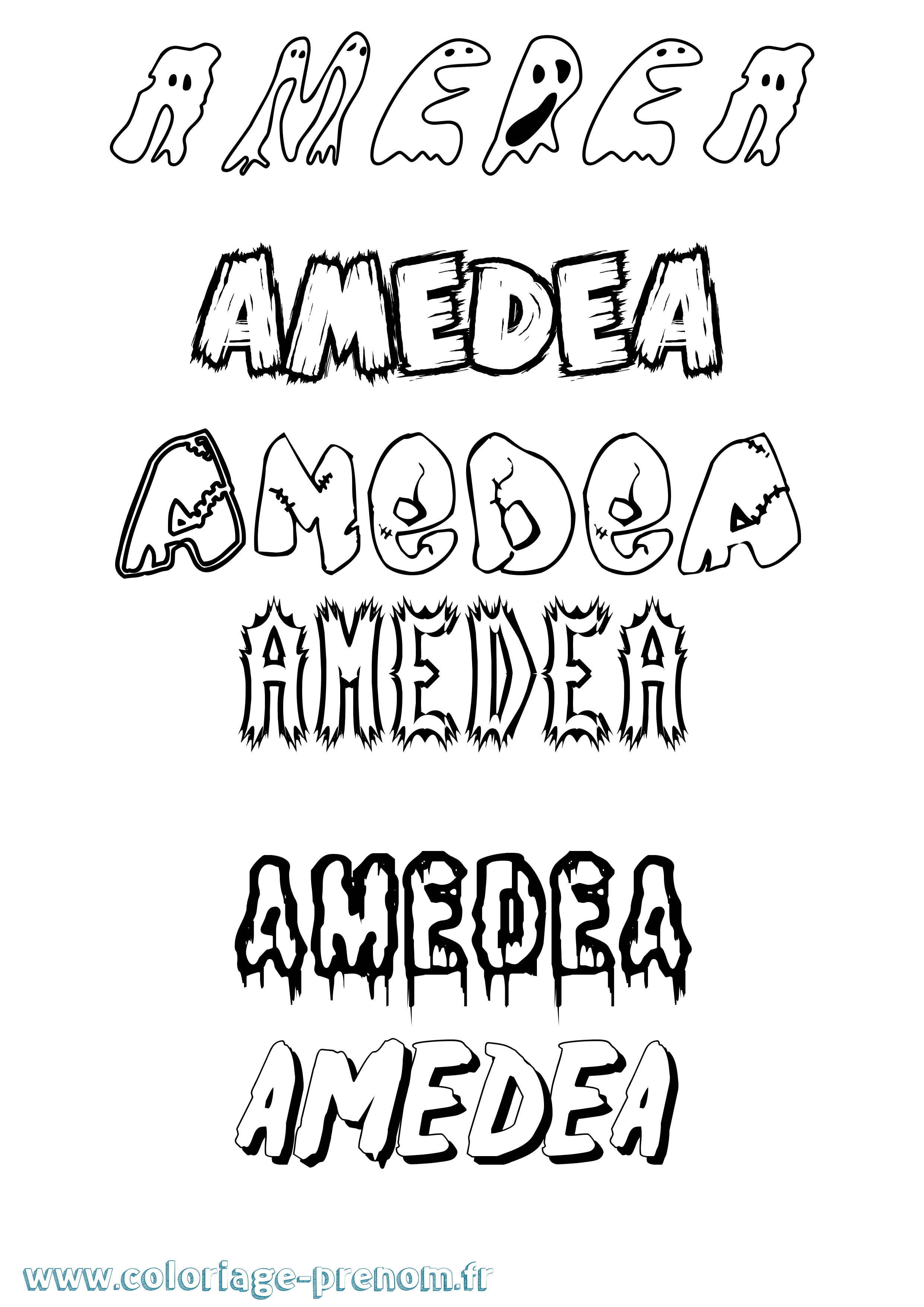 Coloriage prénom Amedea Frisson
