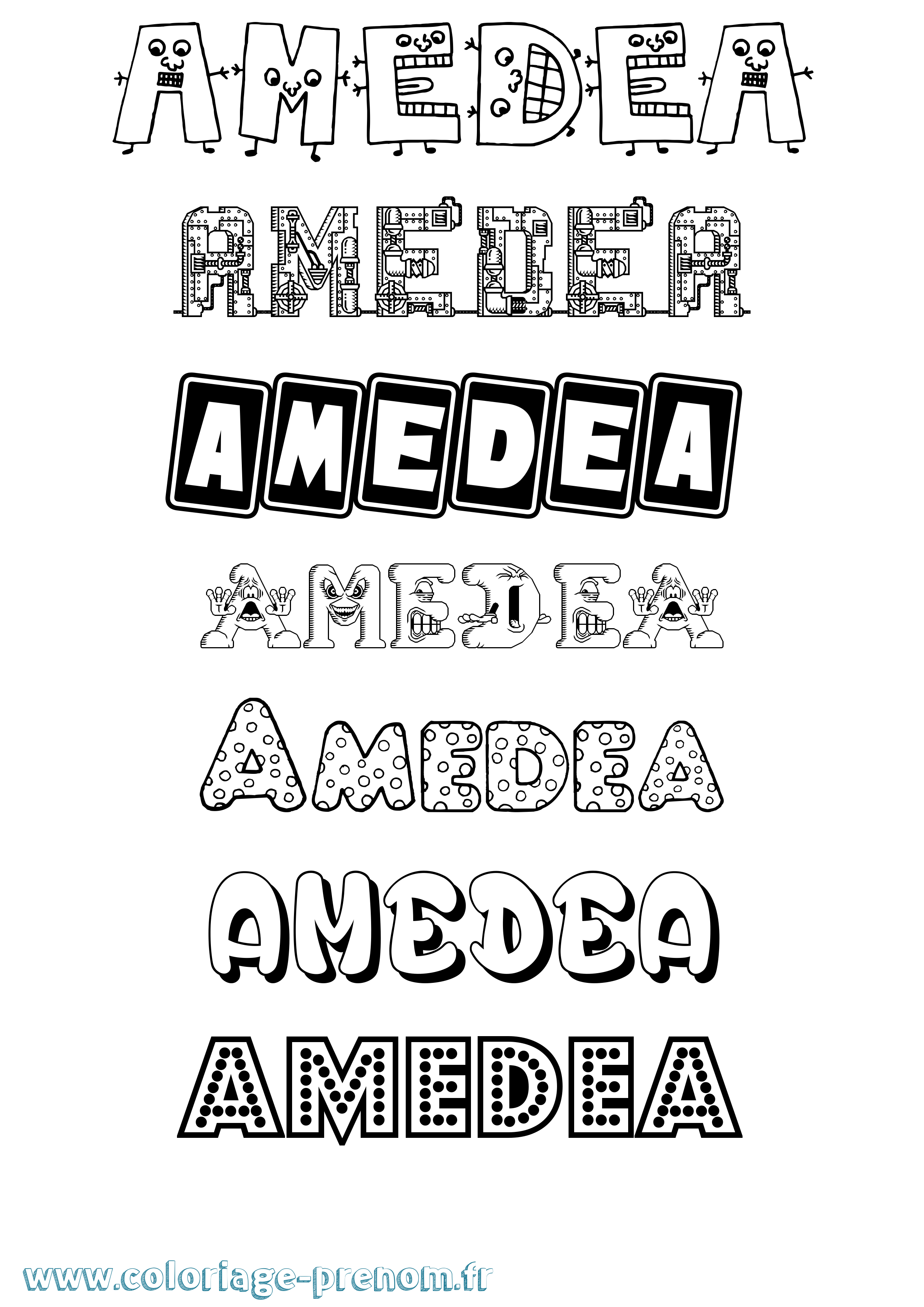 Coloriage prénom Amedea Fun
