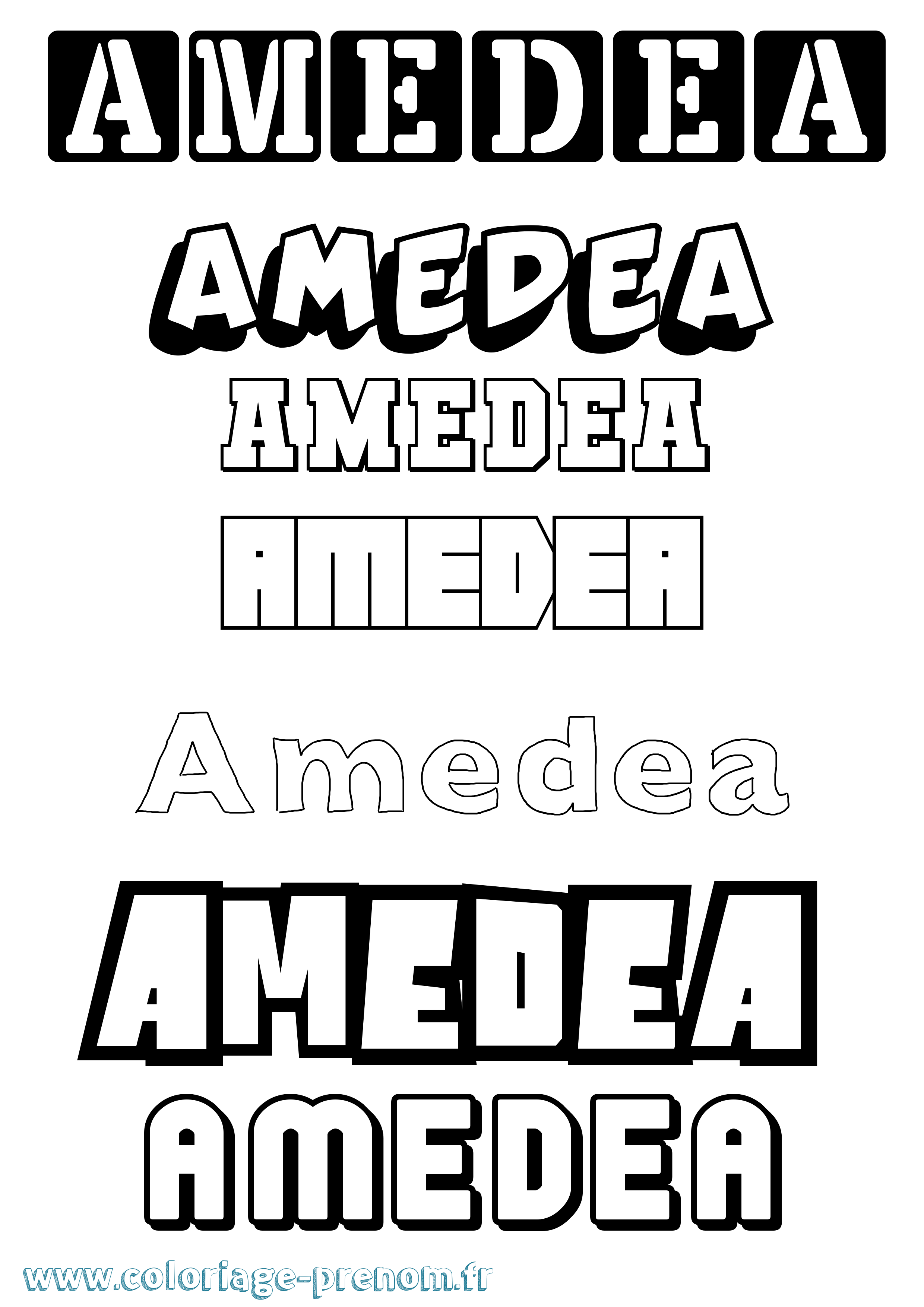 Coloriage prénom Amedea Simple