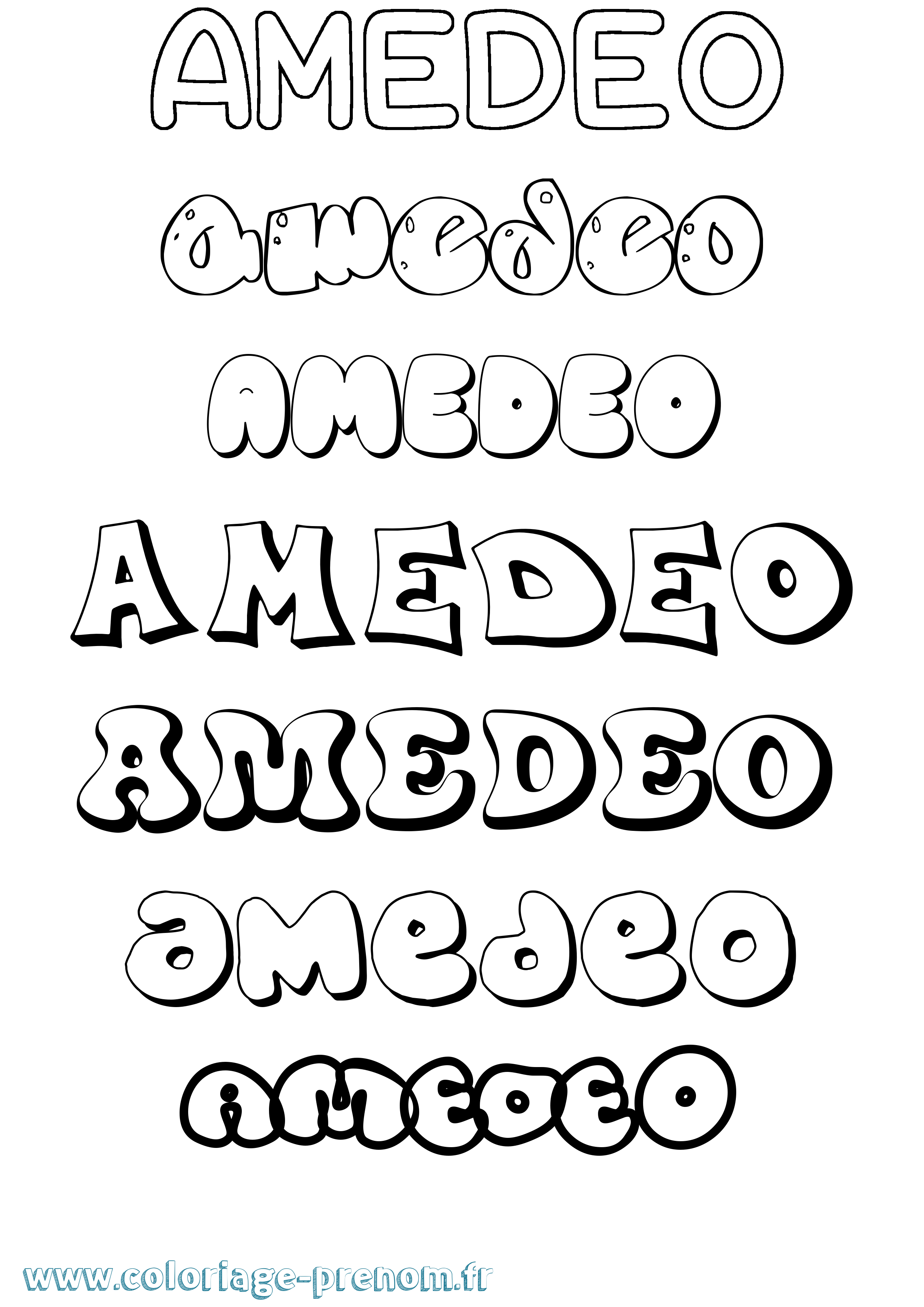 Coloriage prénom Amedeo Bubble