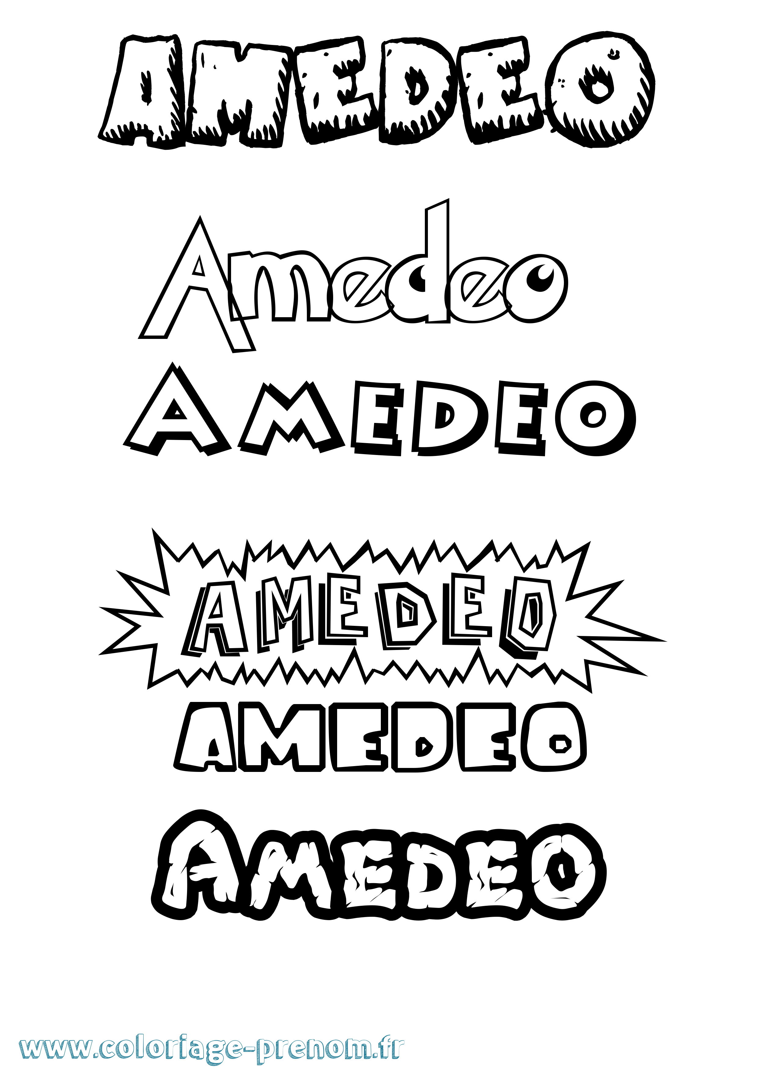 Coloriage prénom Amedeo Dessin Animé