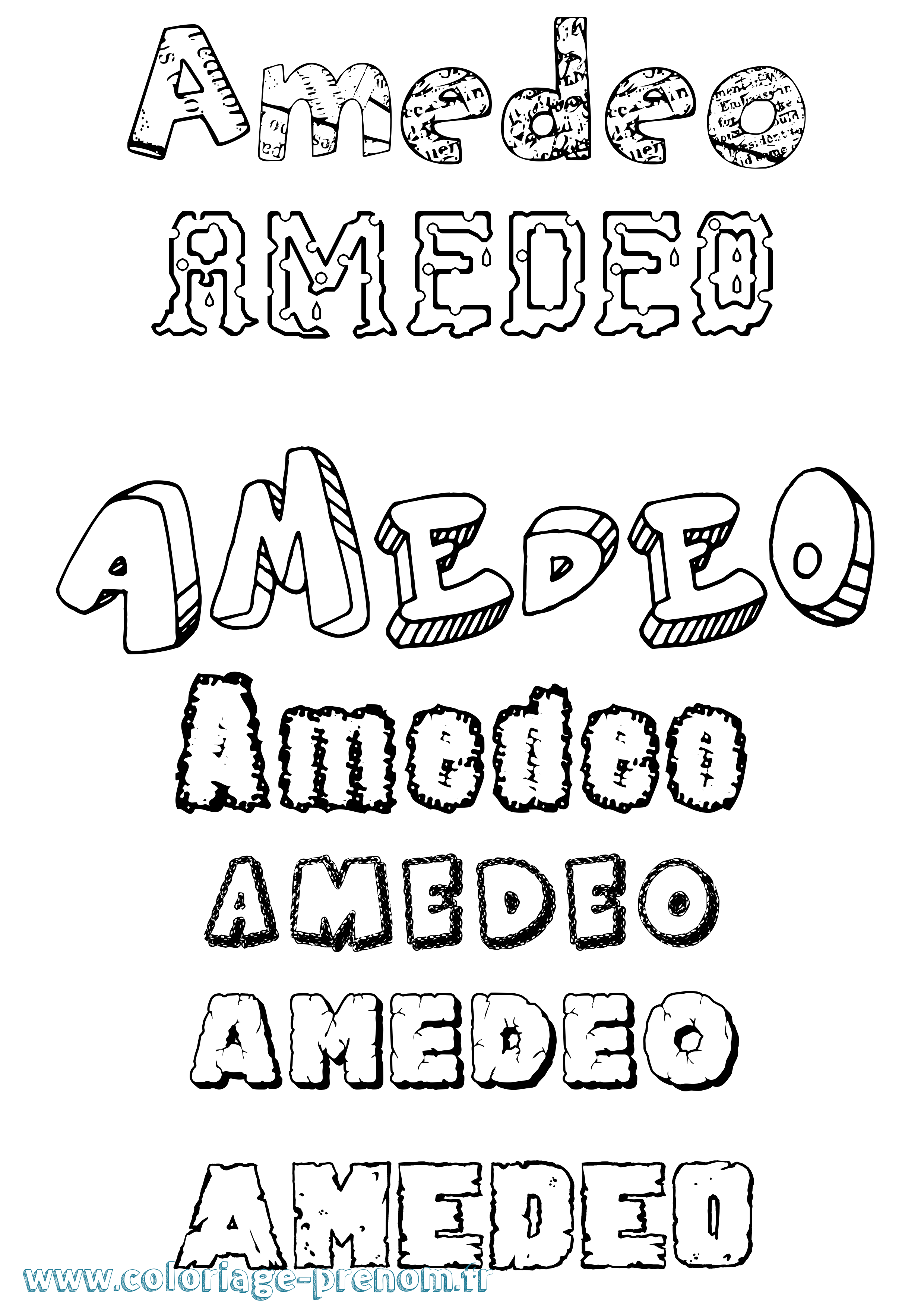 Coloriage prénom Amedeo Destructuré