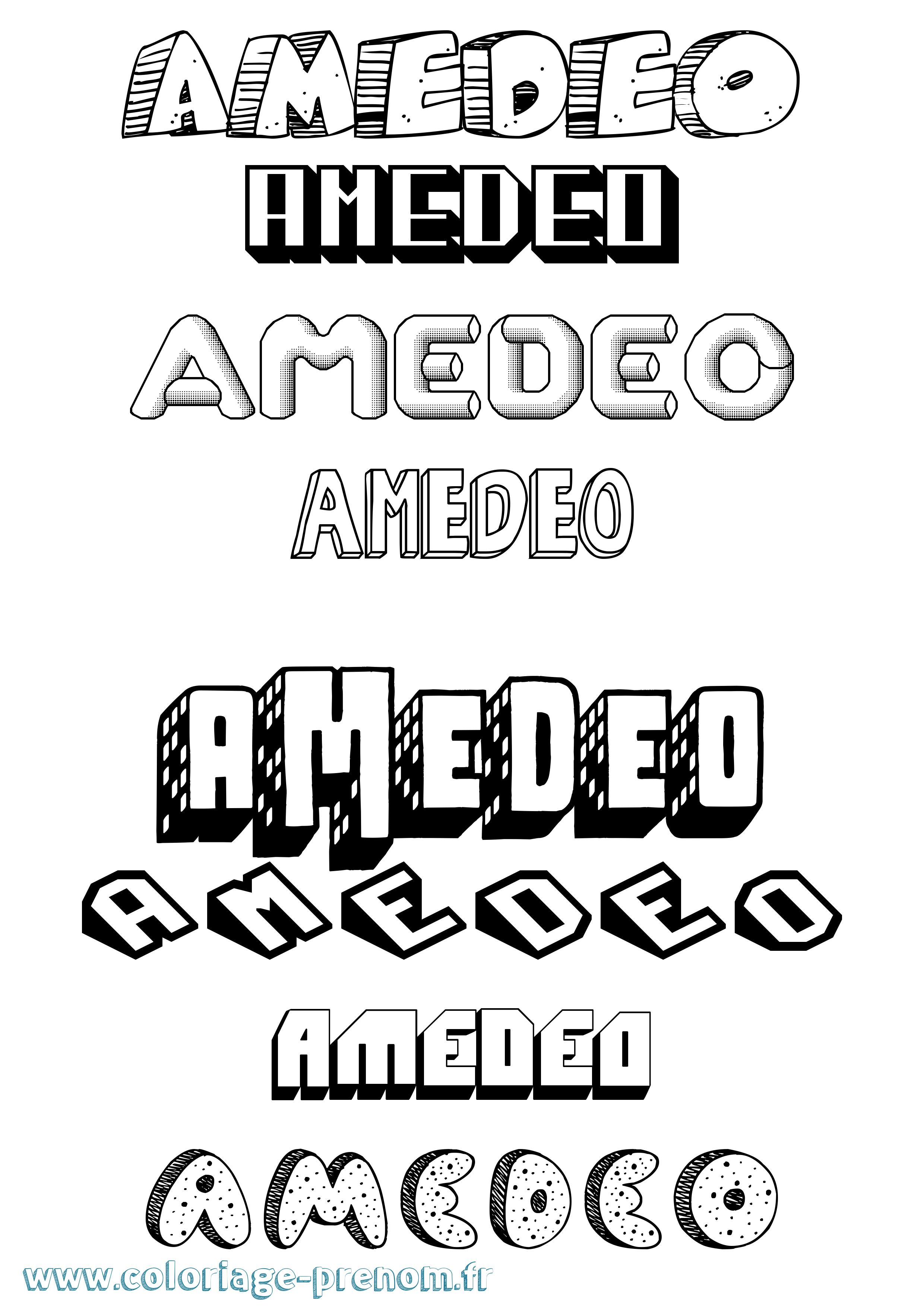 Coloriage prénom Amedeo Effet 3D