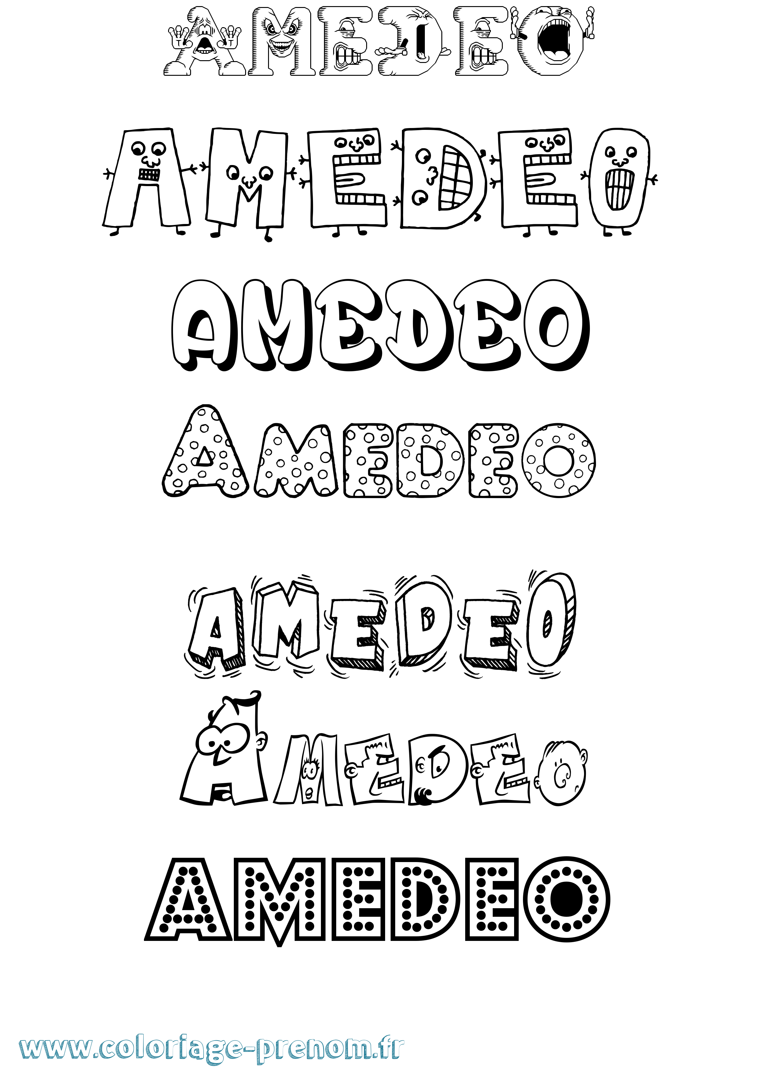 Coloriage prénom Amedeo Fun