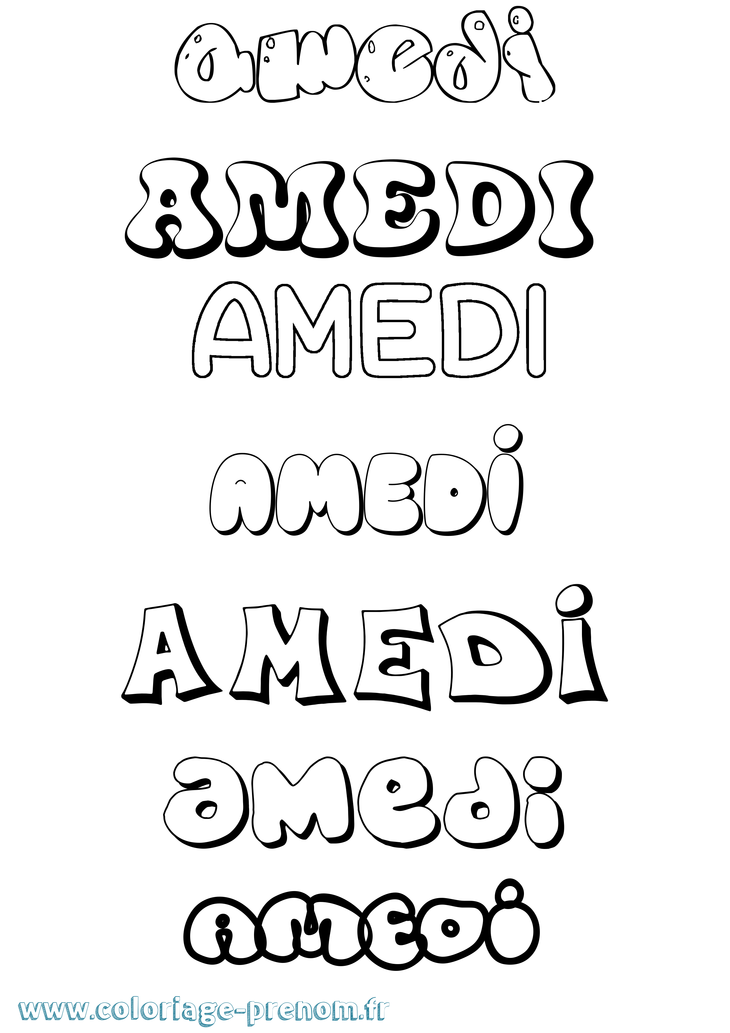 Coloriage prénom Amedi Bubble