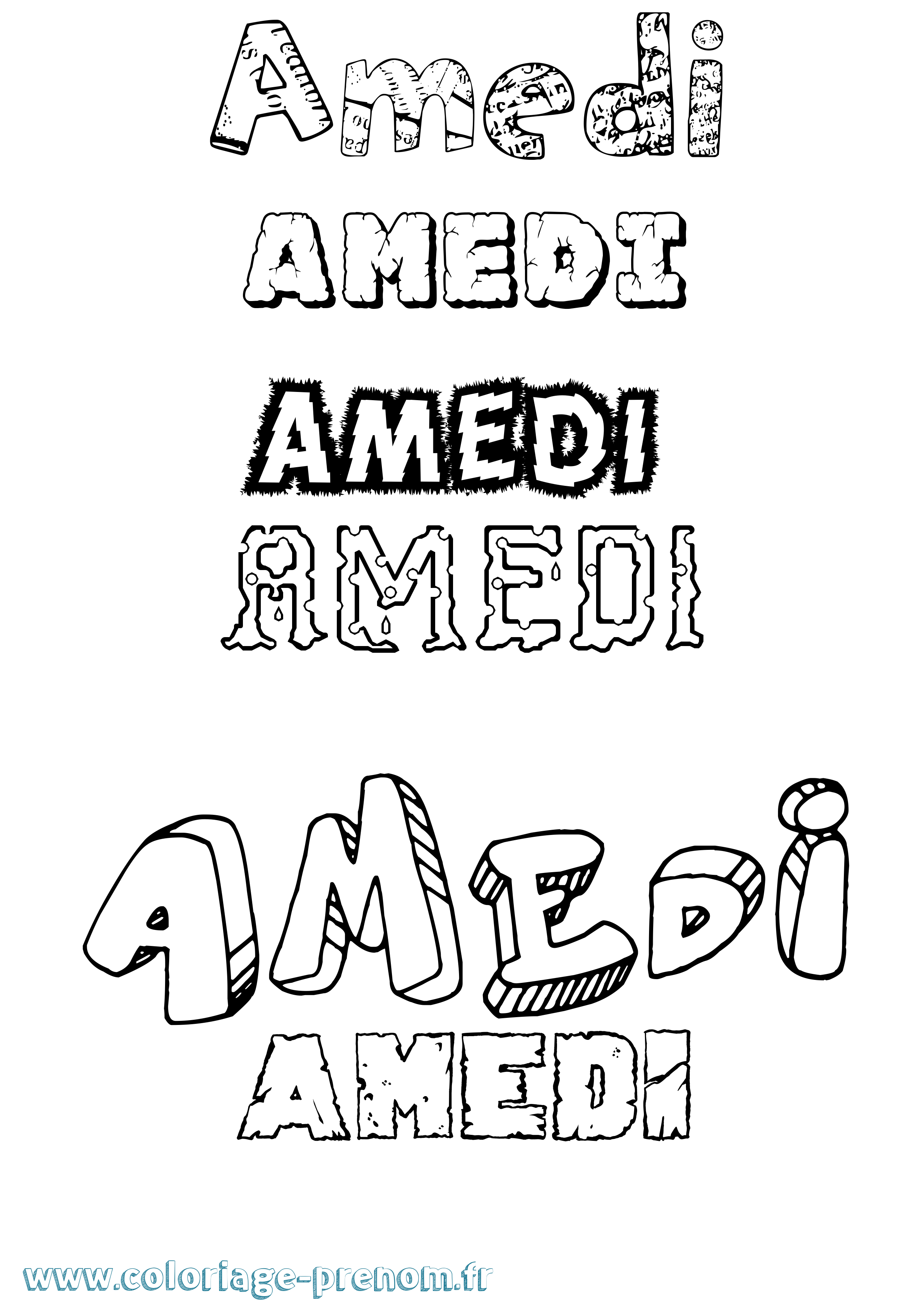 Coloriage prénom Amedi Destructuré