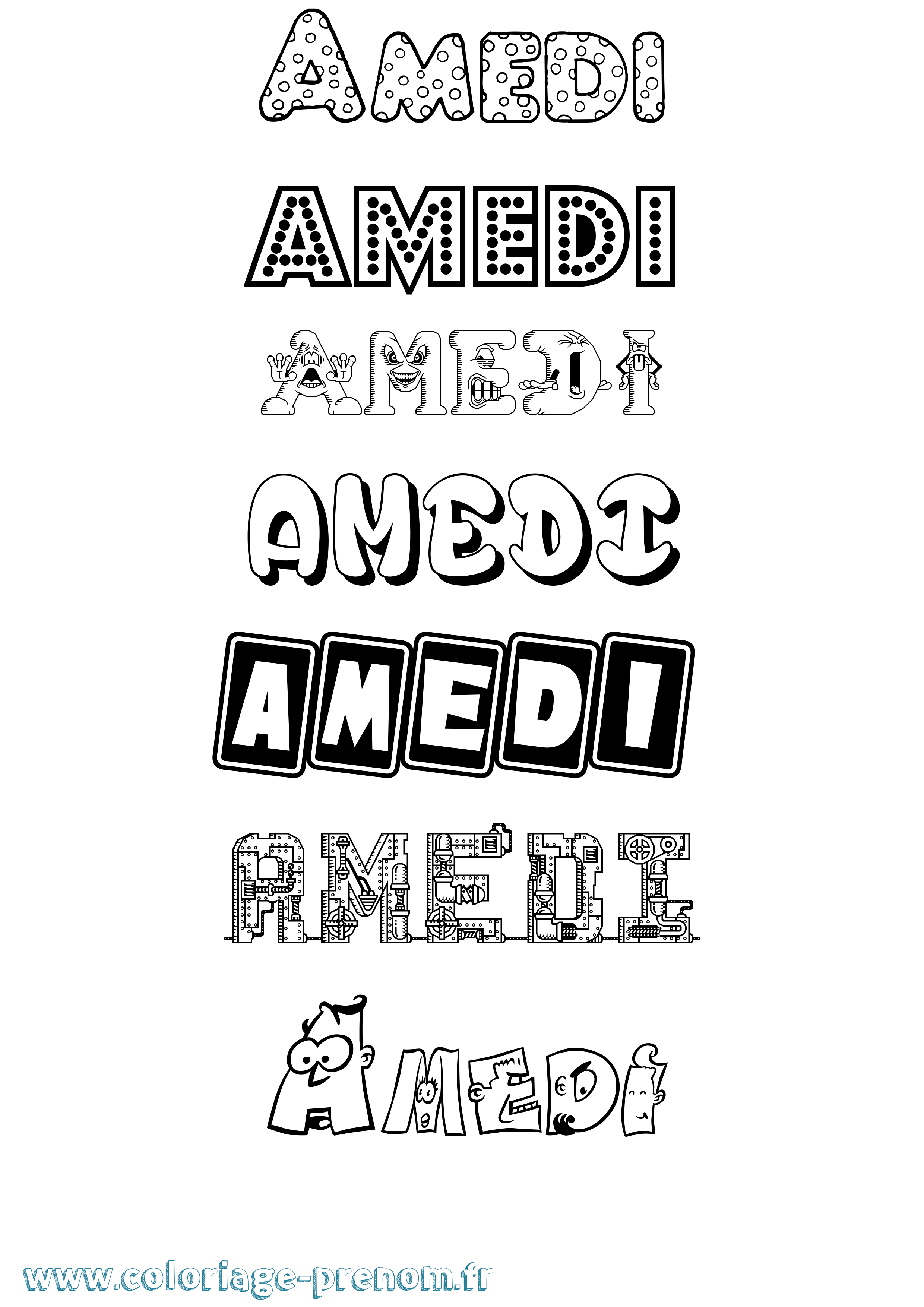 Coloriage prénom Amedi Fun