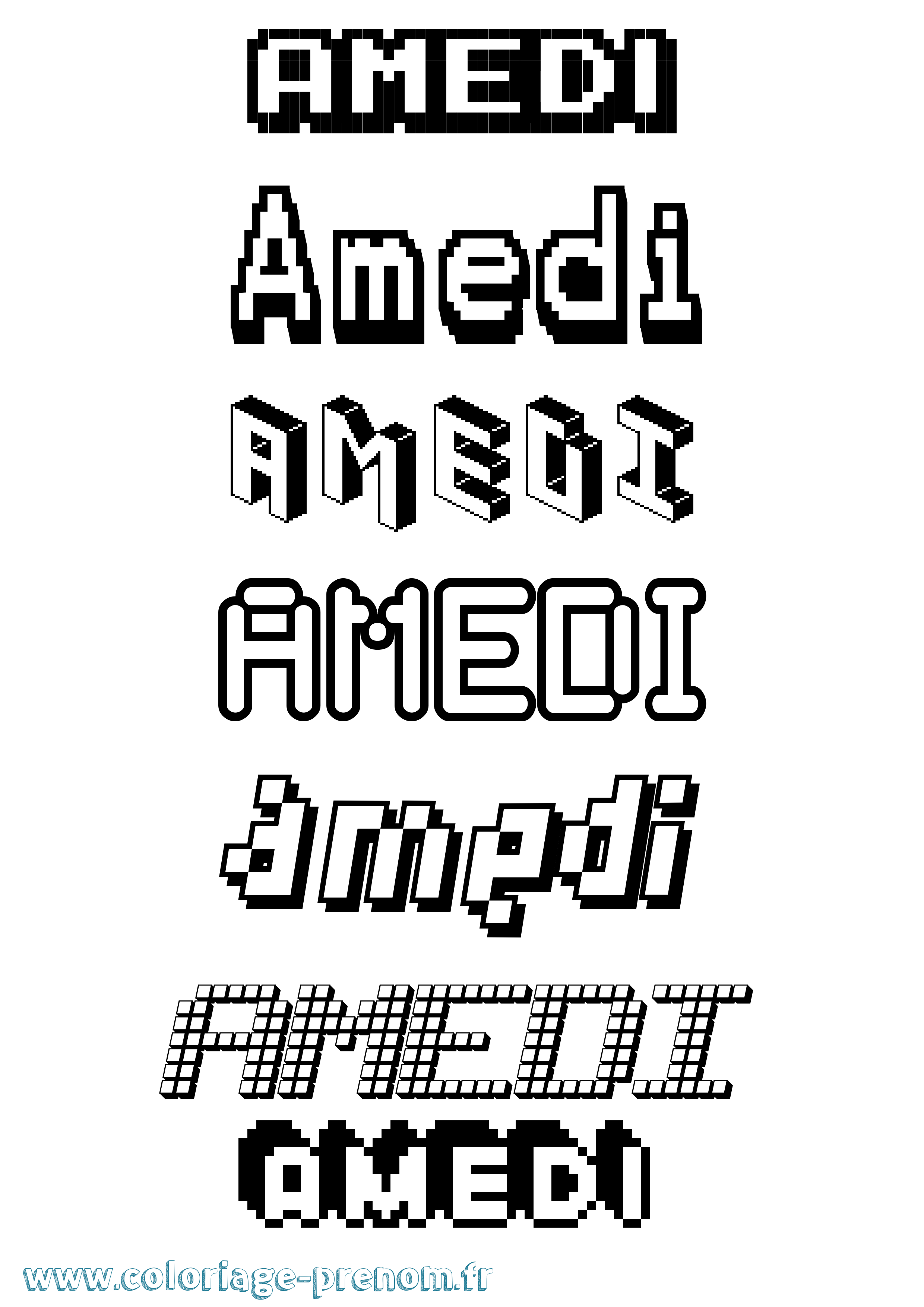 Coloriage prénom Amedi Pixel