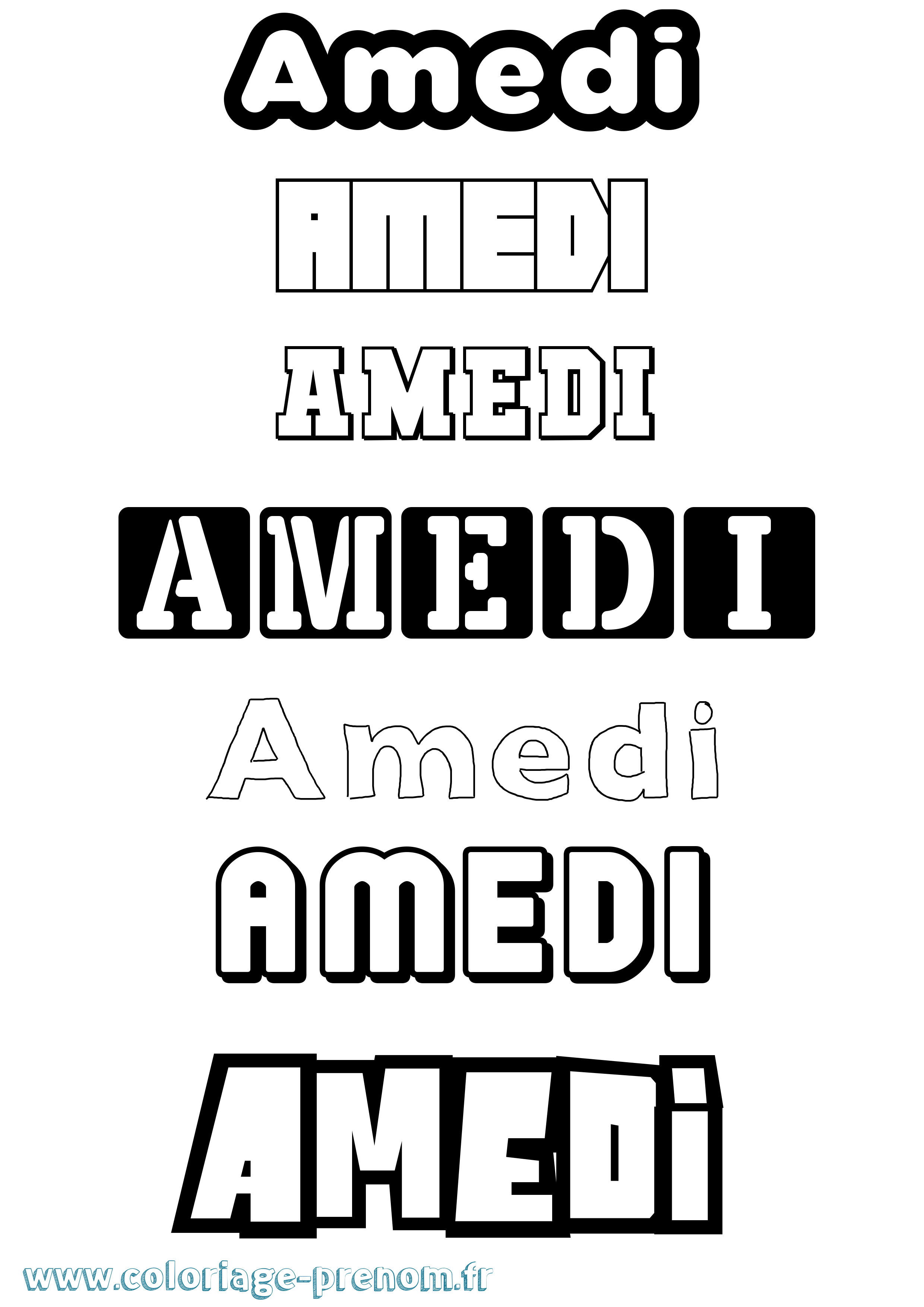 Coloriage prénom Amedi Simple