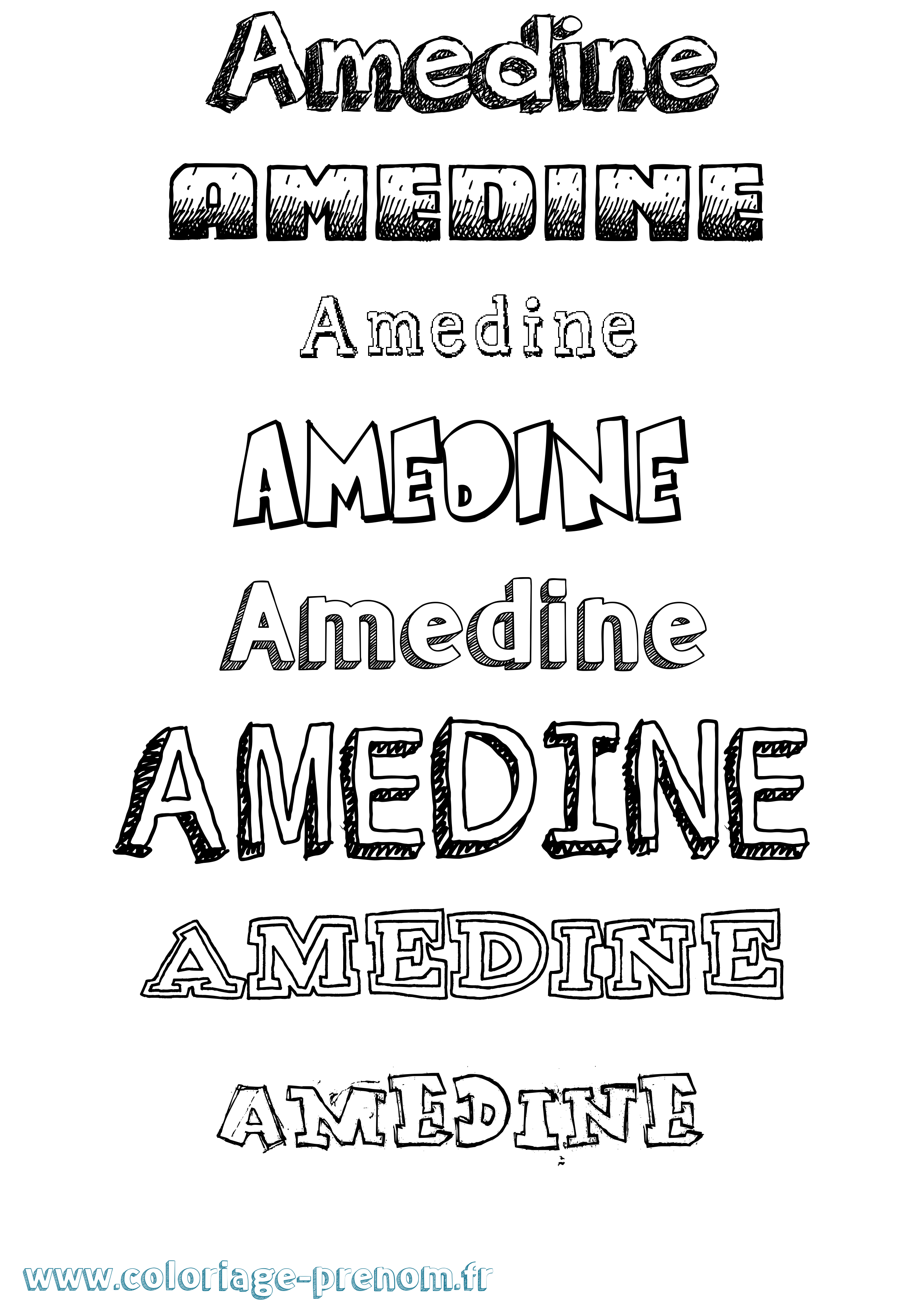 Coloriage prénom Amedine Dessiné