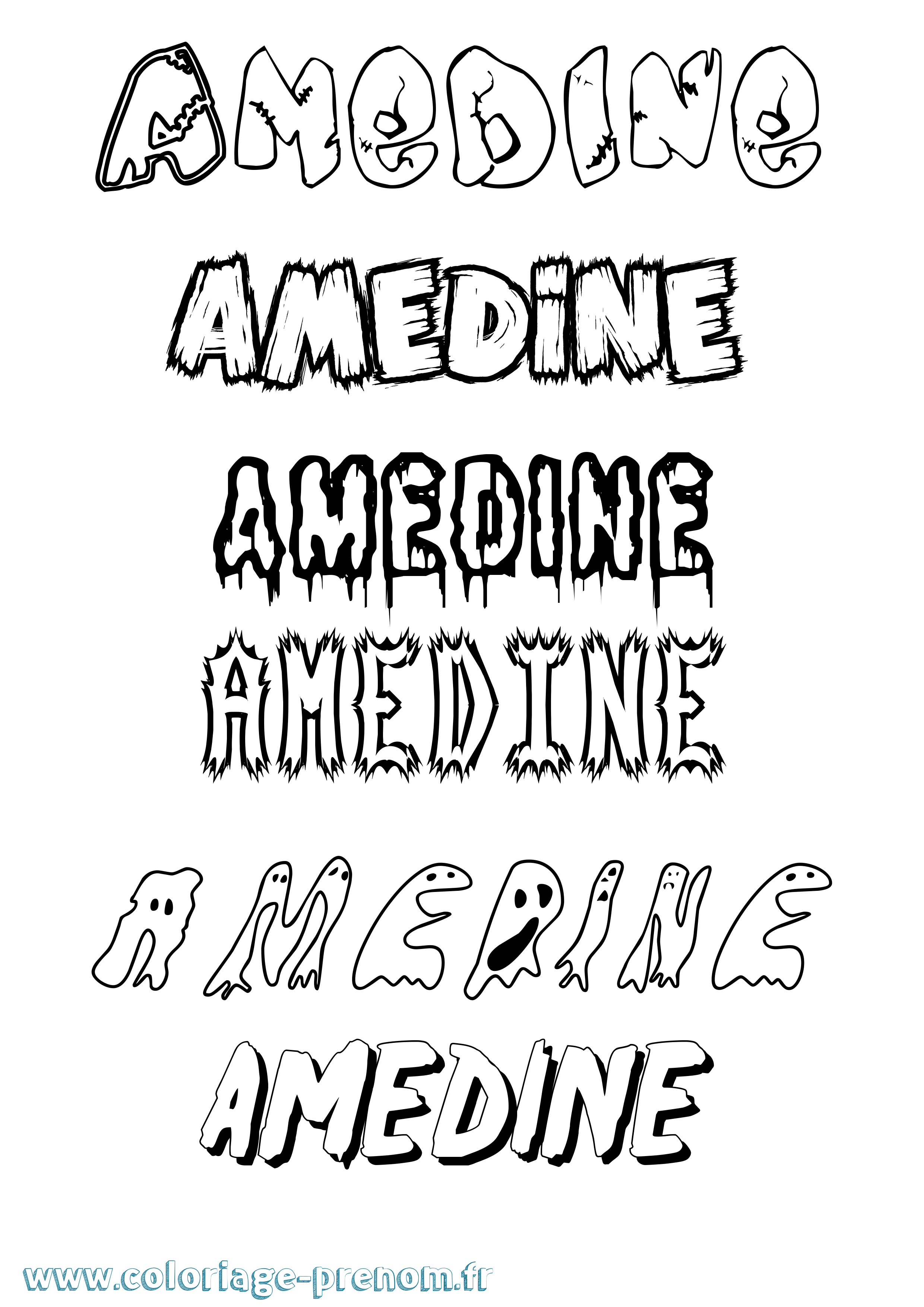 Coloriage prénom Amedine Frisson
