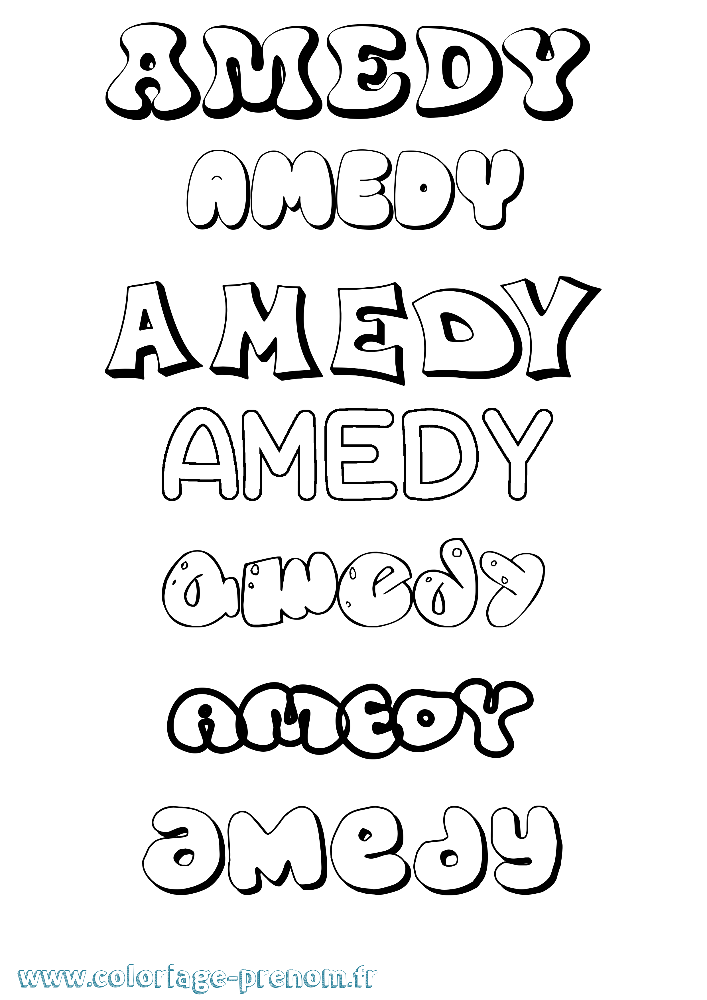 Coloriage prénom Amedy Bubble