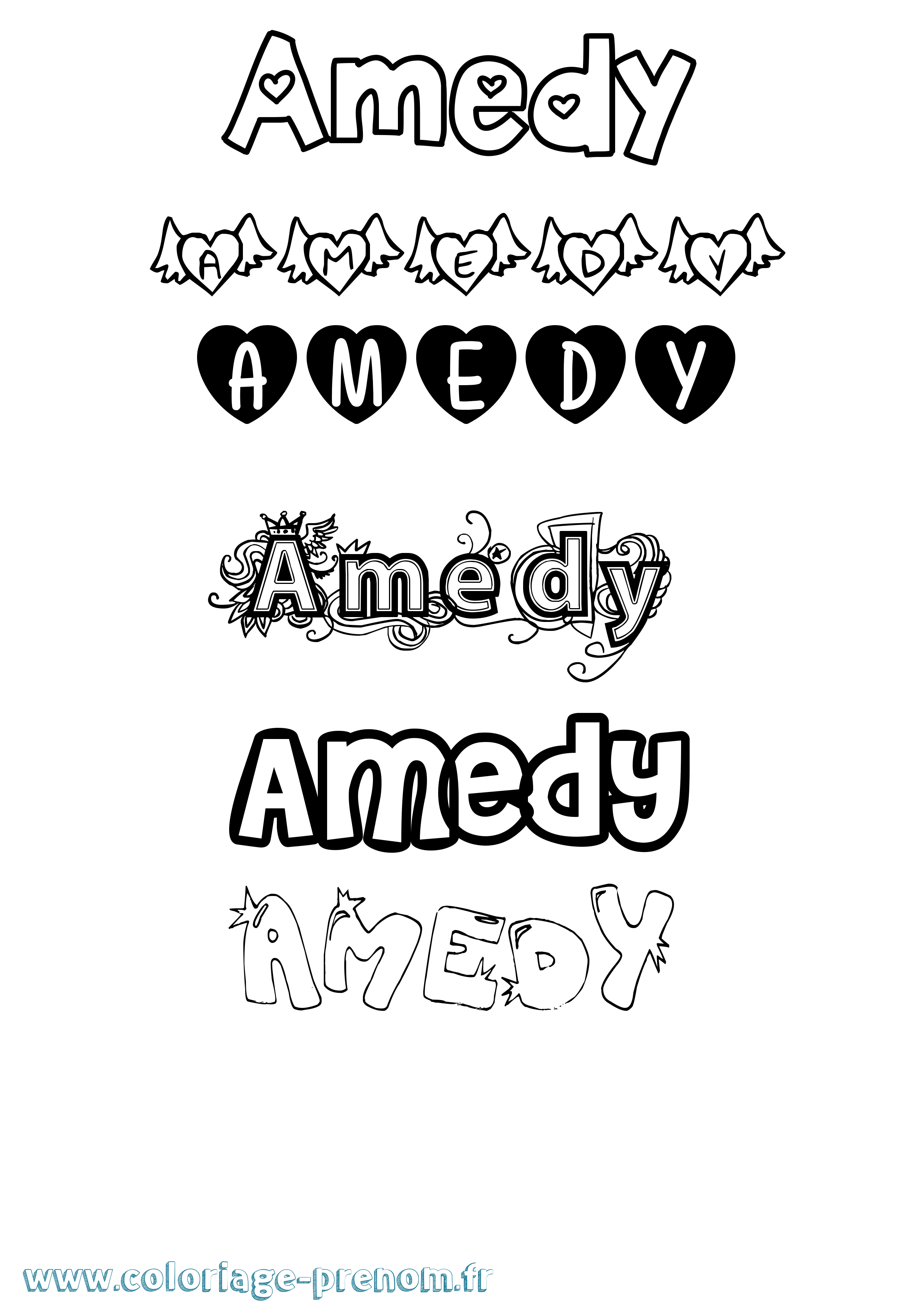 Coloriage prénom Amedy Girly