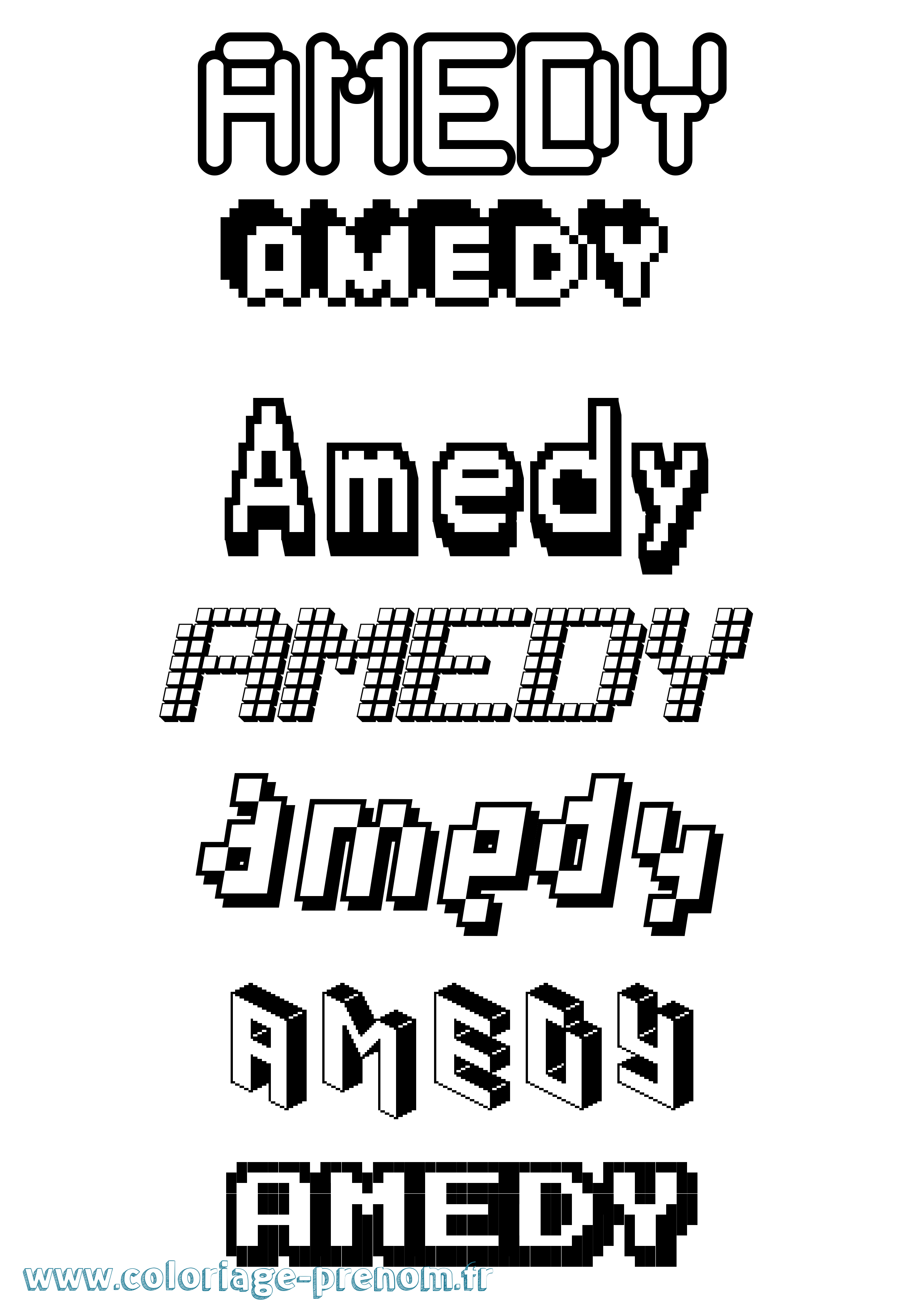 Coloriage prénom Amedy Pixel