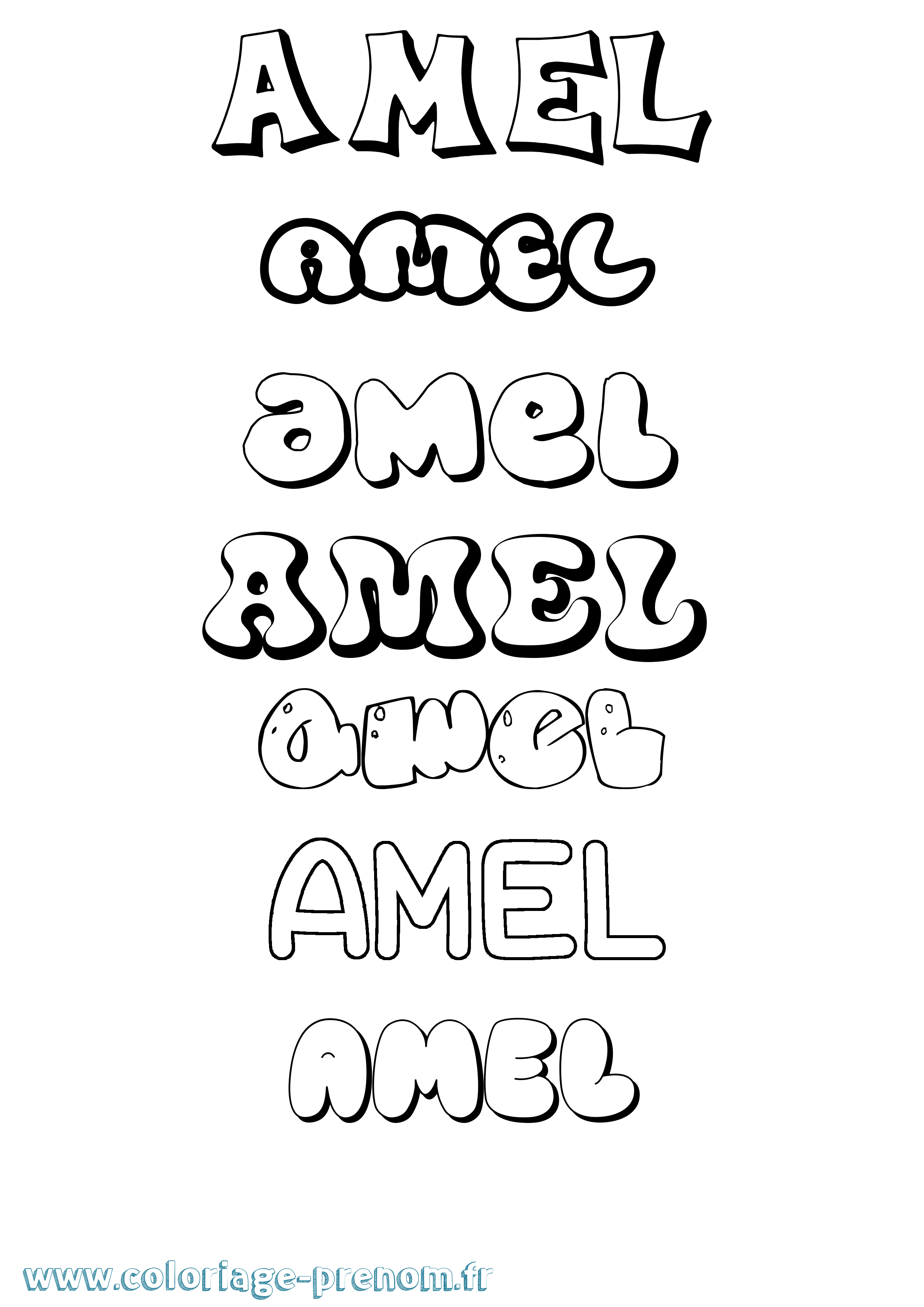 Coloriage prénom Amel Bubble
