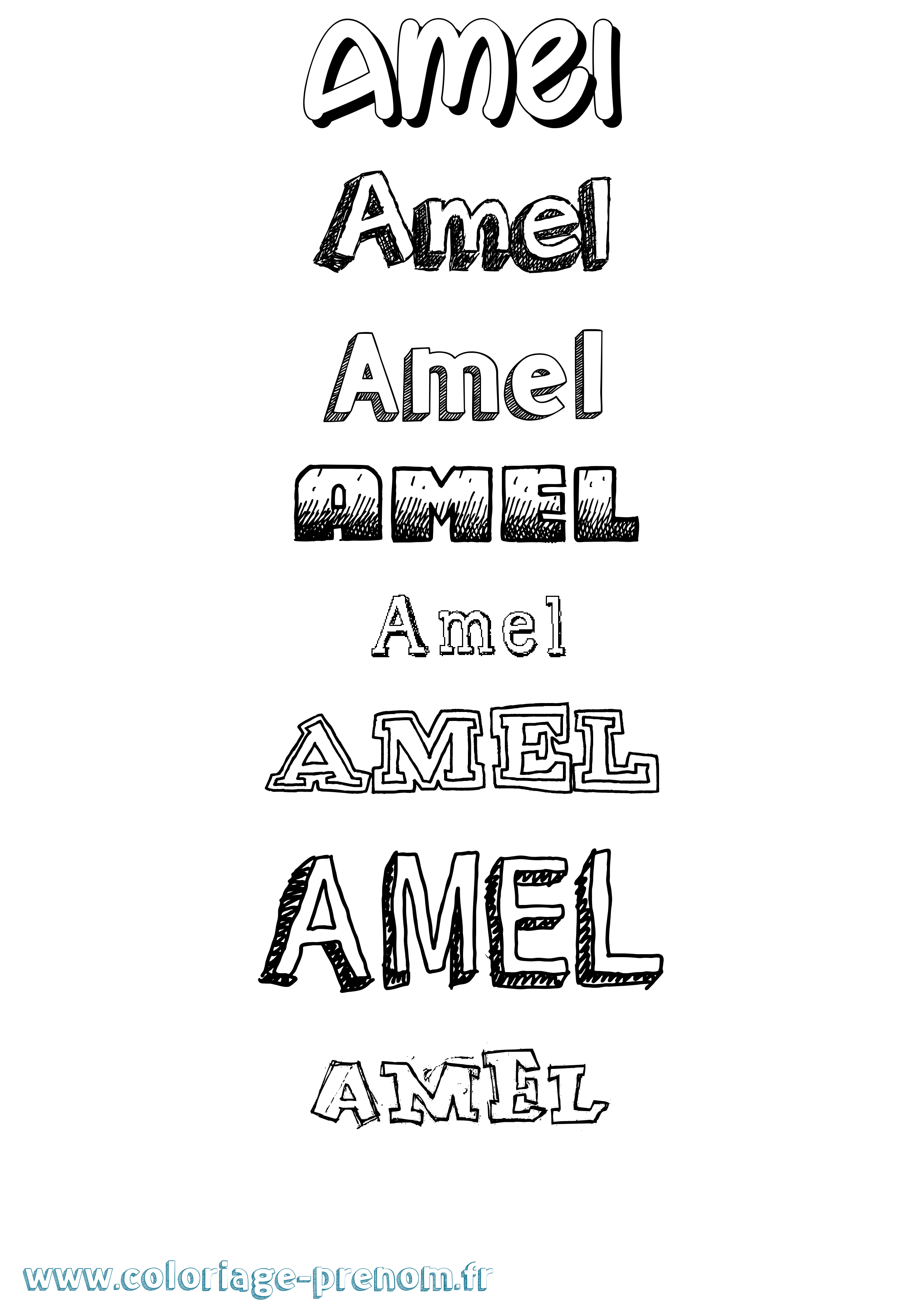 Coloriage prénom Amel Dessiné