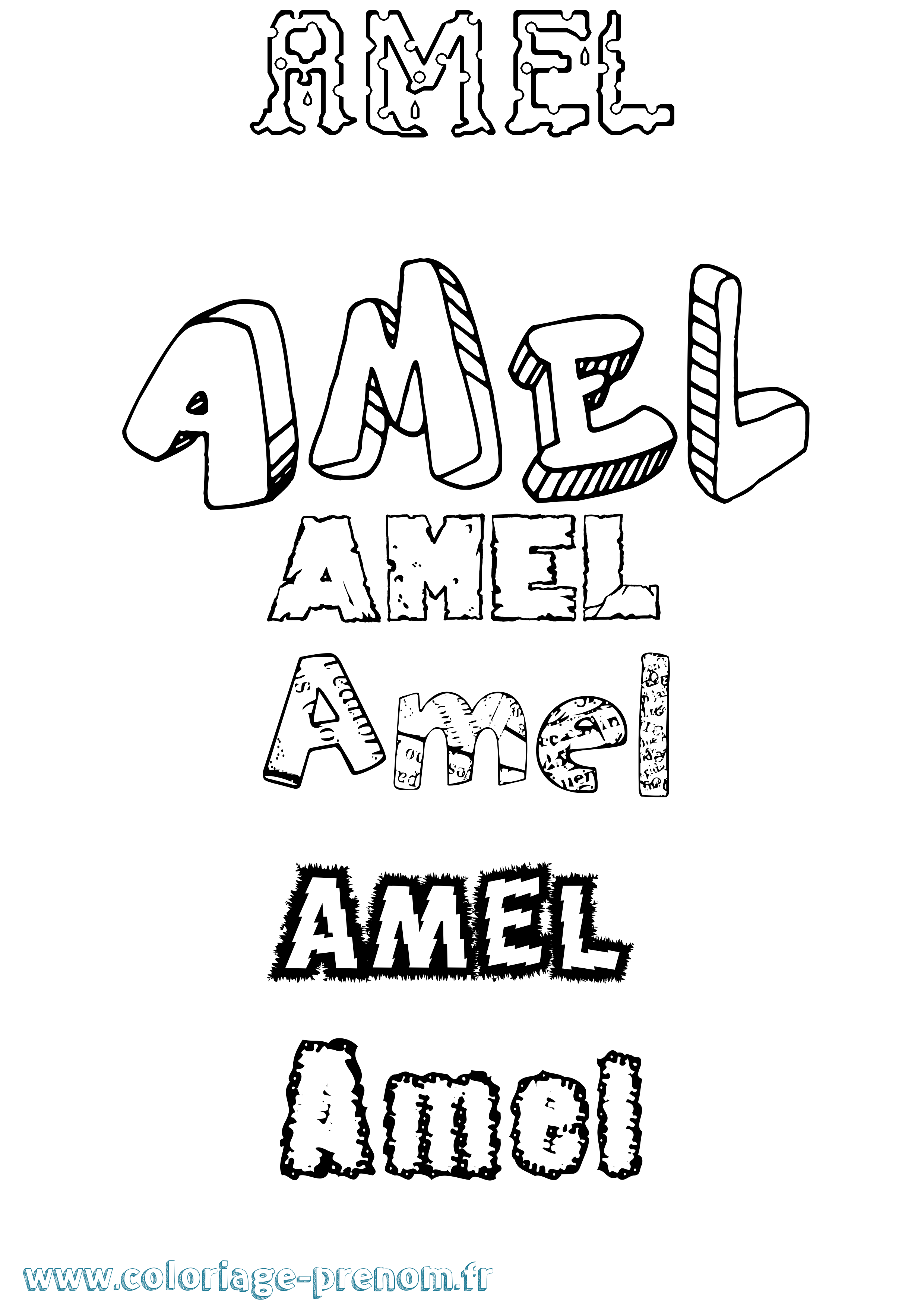Coloriage prénom Amel Destructuré