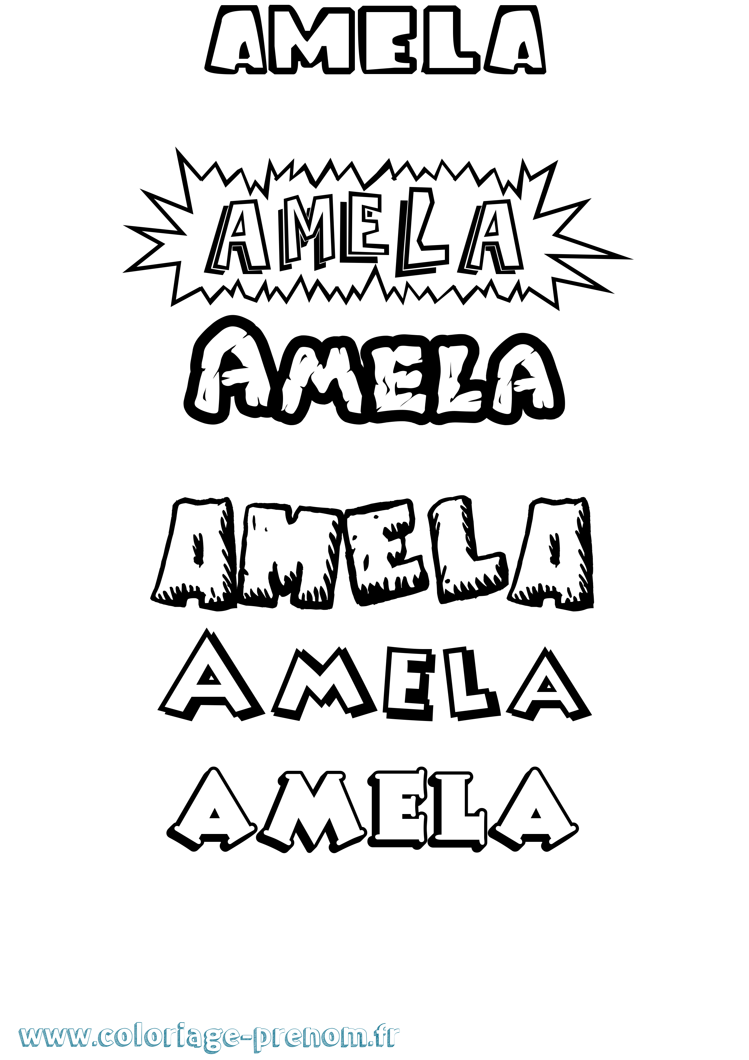 Coloriage prénom Amela Dessin Animé