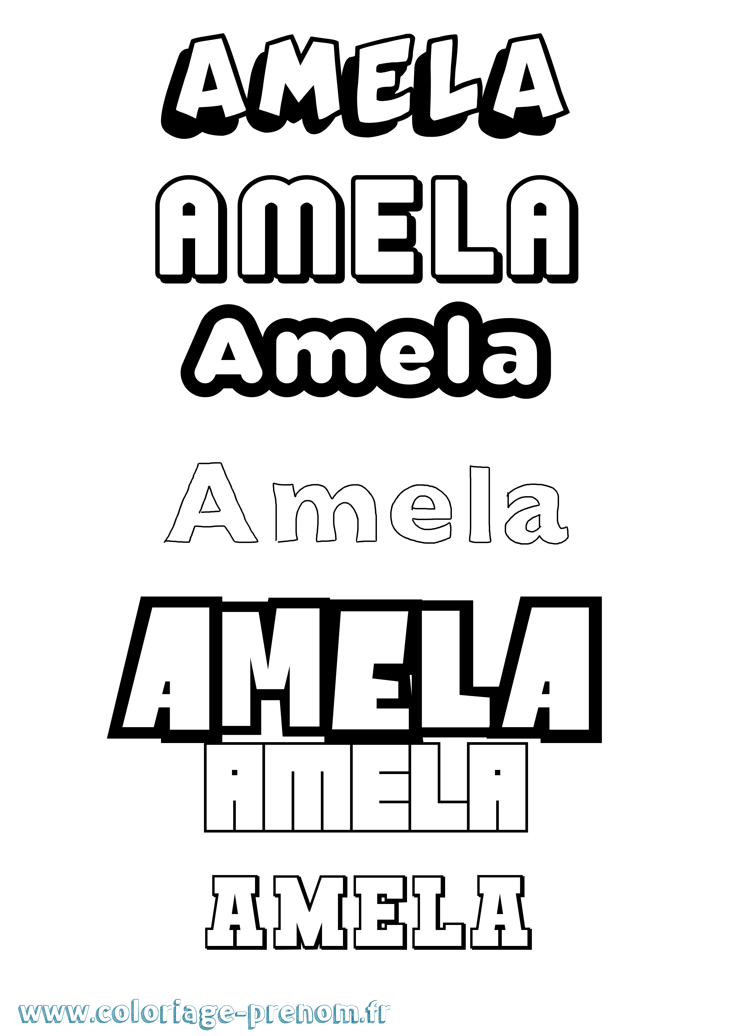 Coloriage prénom Amela Simple