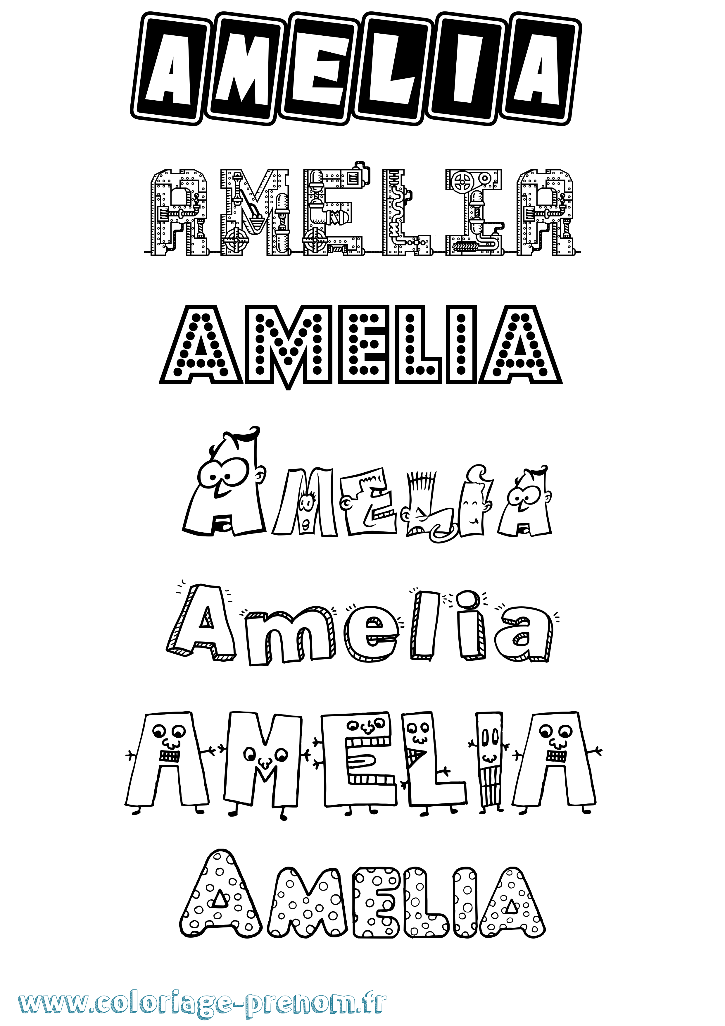 Coloriage prénom Amelia Fun