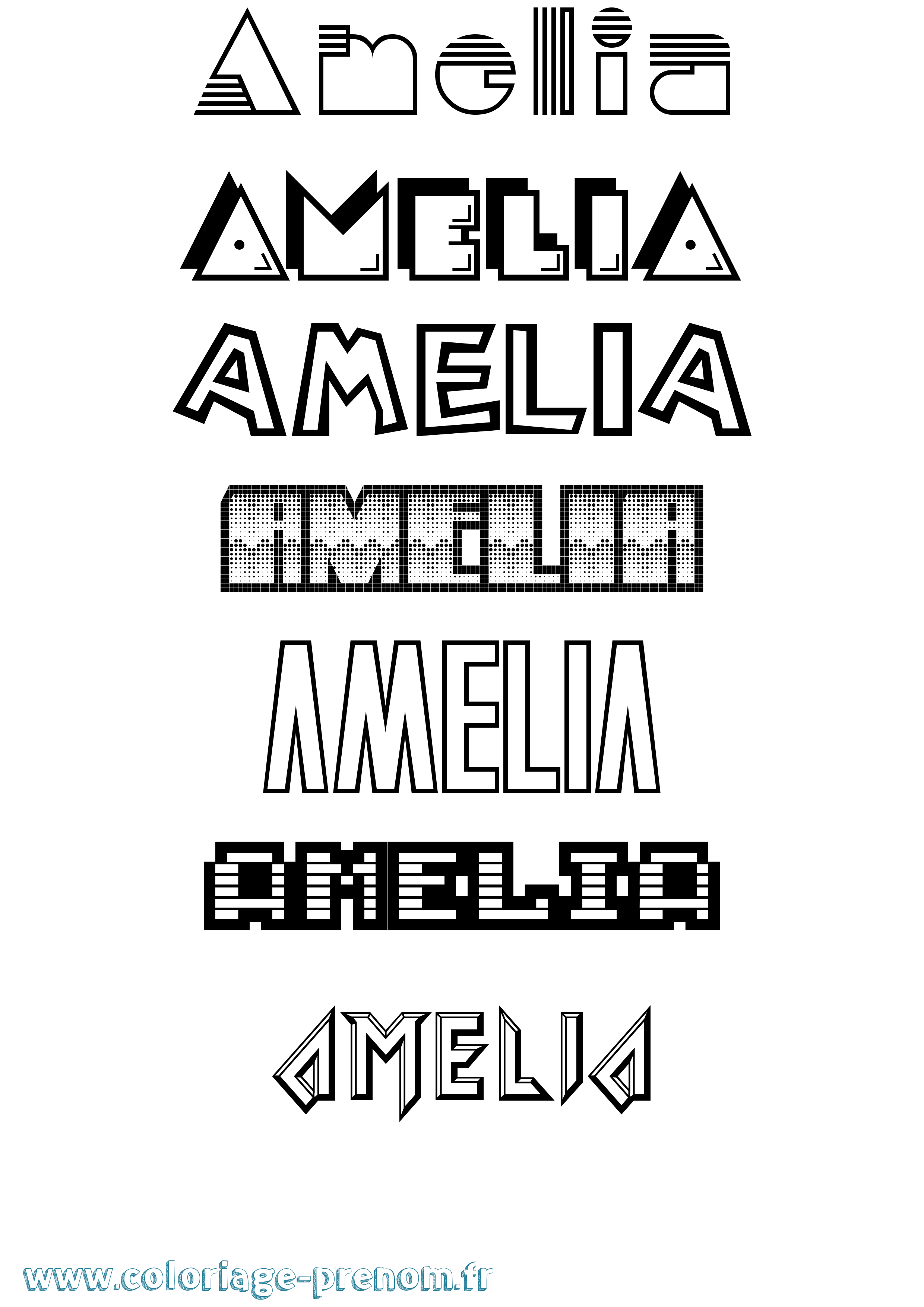 Coloriage prénom Amelia Jeux Vidéos