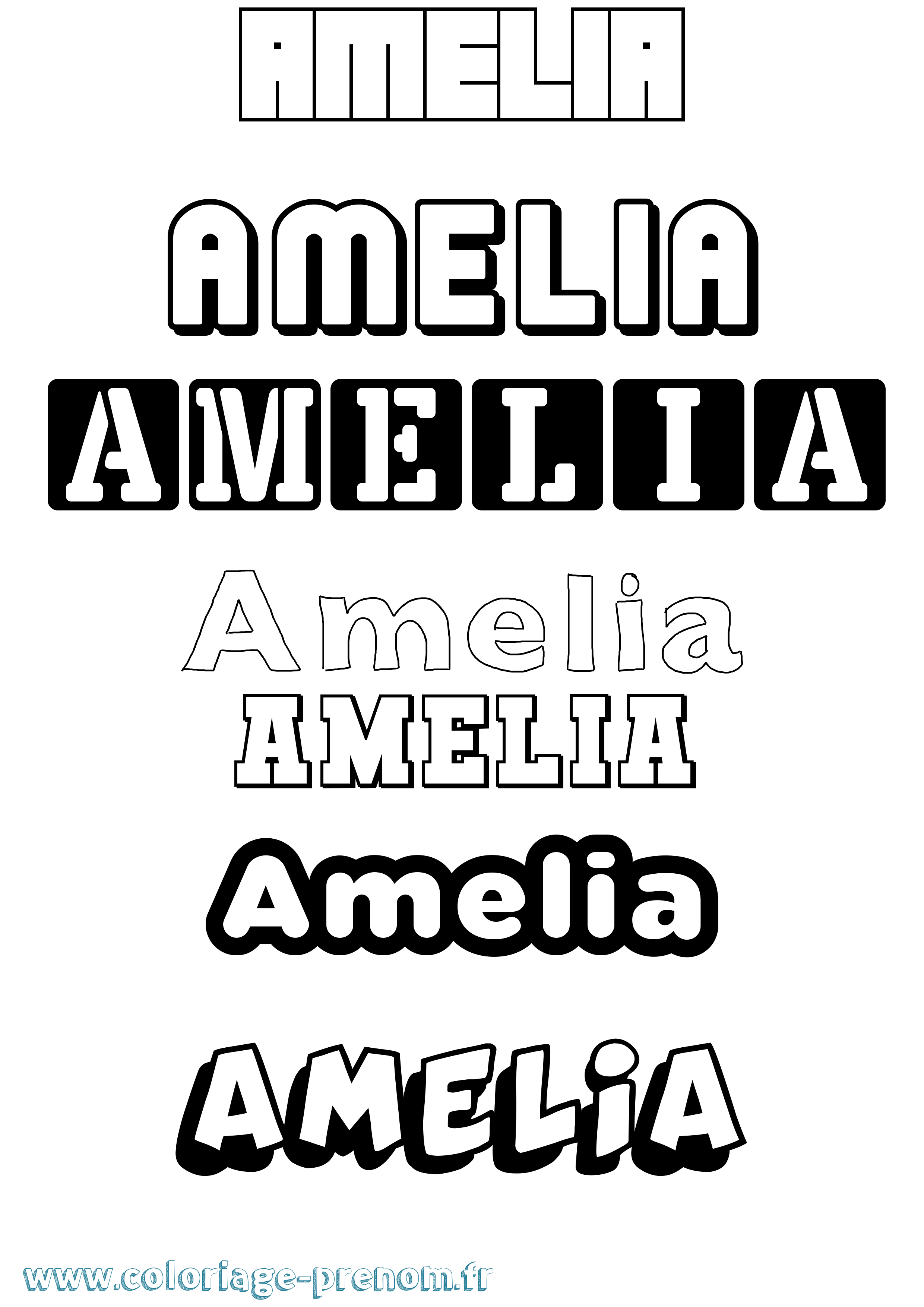 Coloriage prénom Amelia Simple