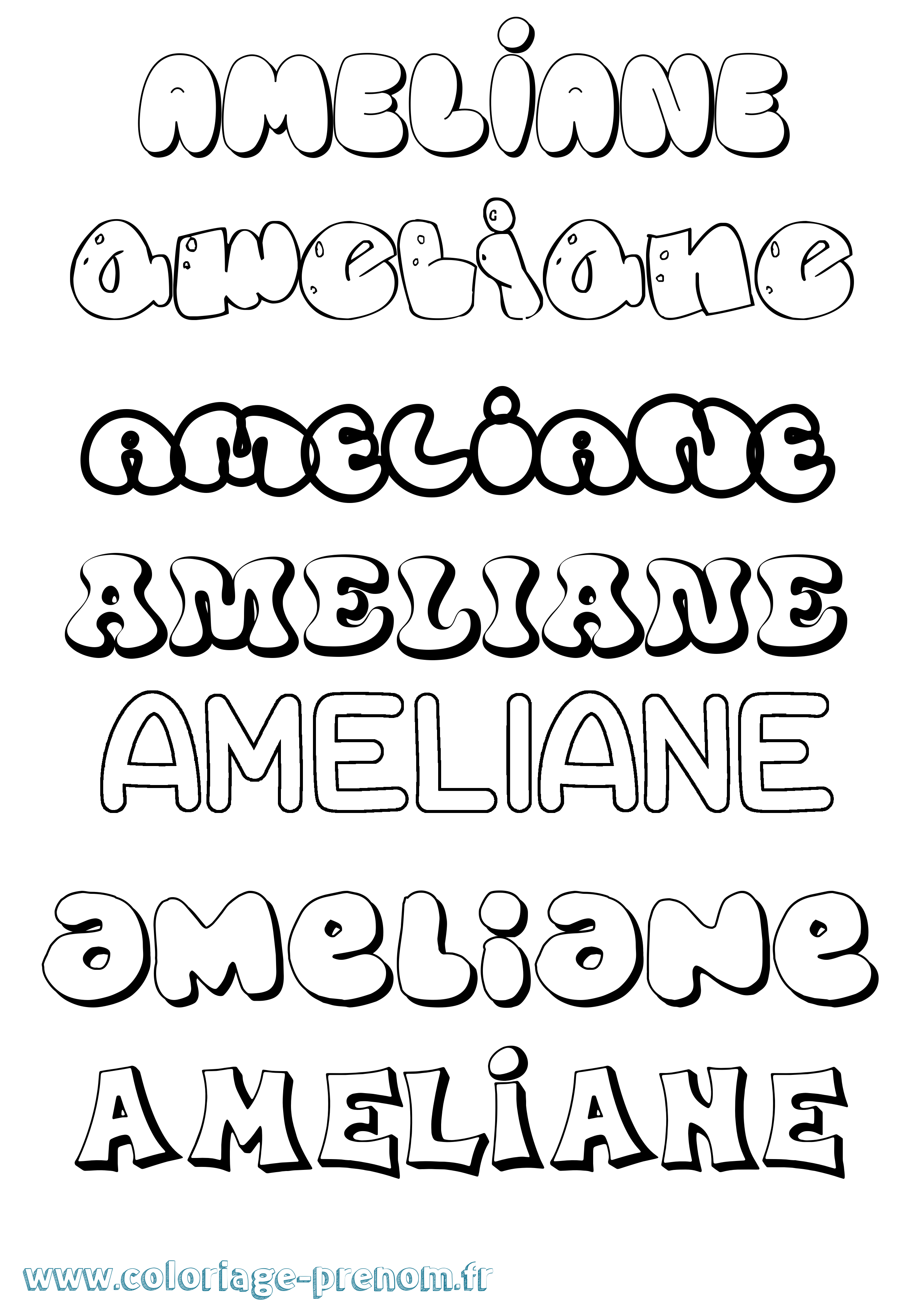 Coloriage Ameliane Bubble Coloriage prénom Ameliane Bubble
