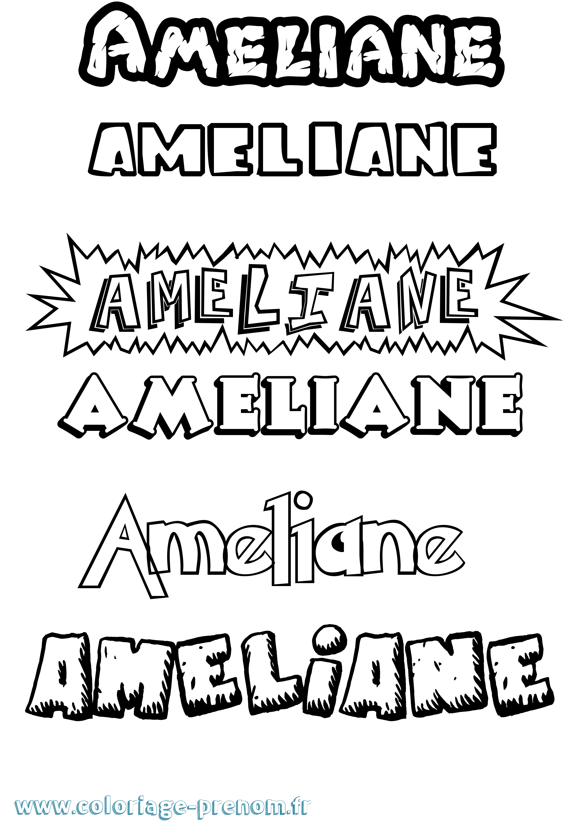 Coloriage Ameliane Dessin Animé Coloriage prénom Ameliane Dessin Animé