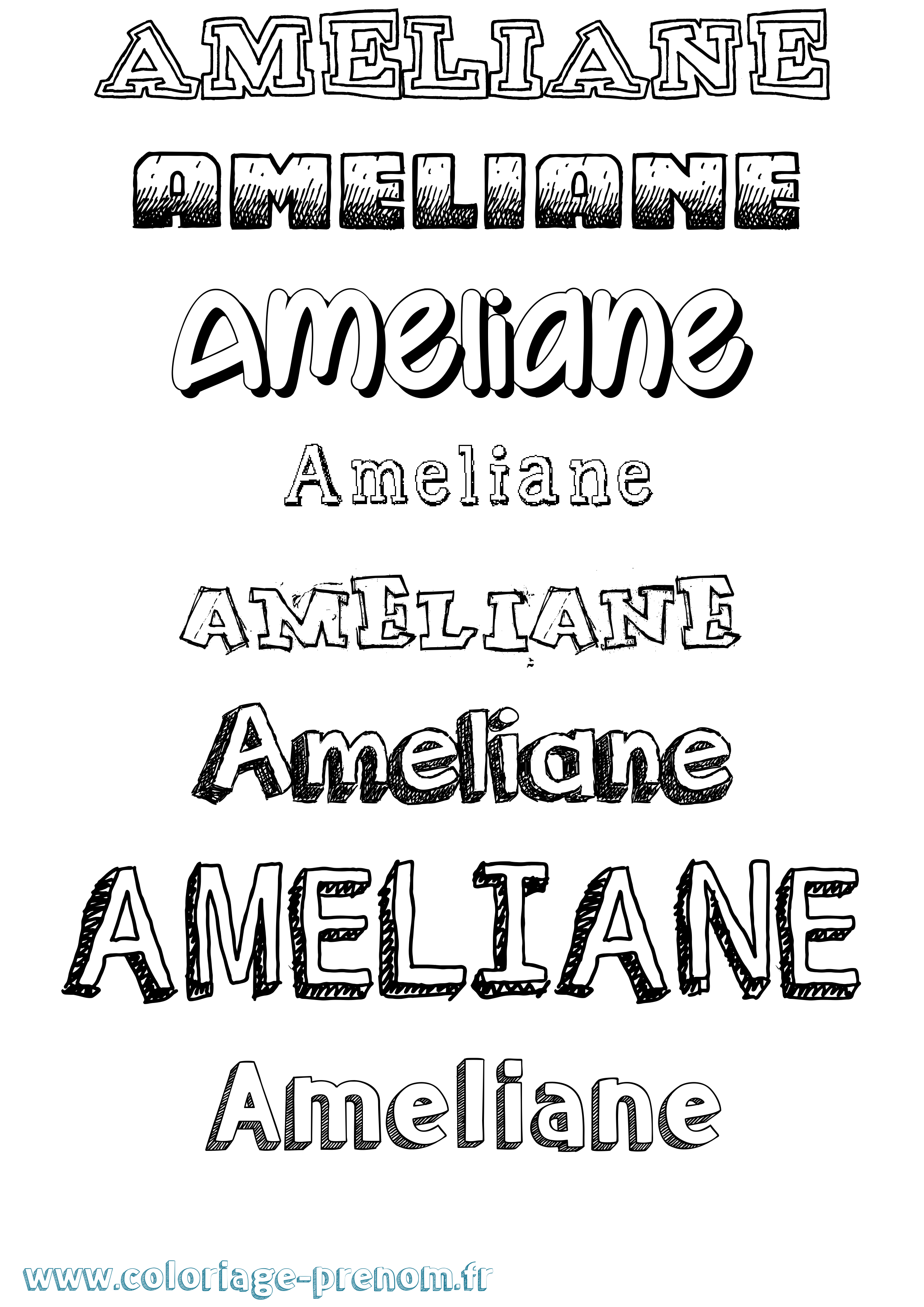 Coloriage Ameliane Dessiné Coloriage prénom Ameliane Dessiné