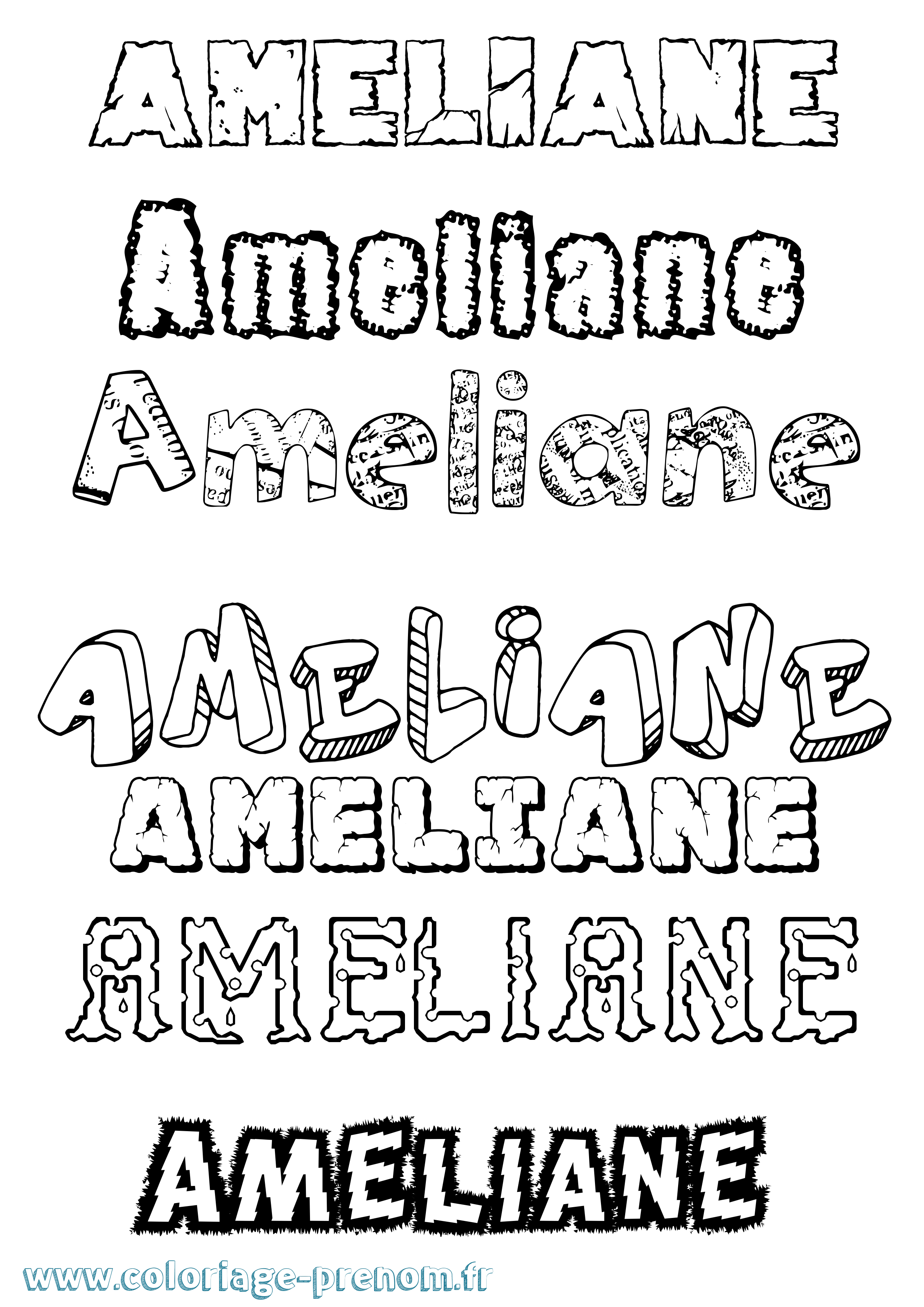 Coloriage Ameliane Destructuré Coloriage prénom Ameliane Destructuré