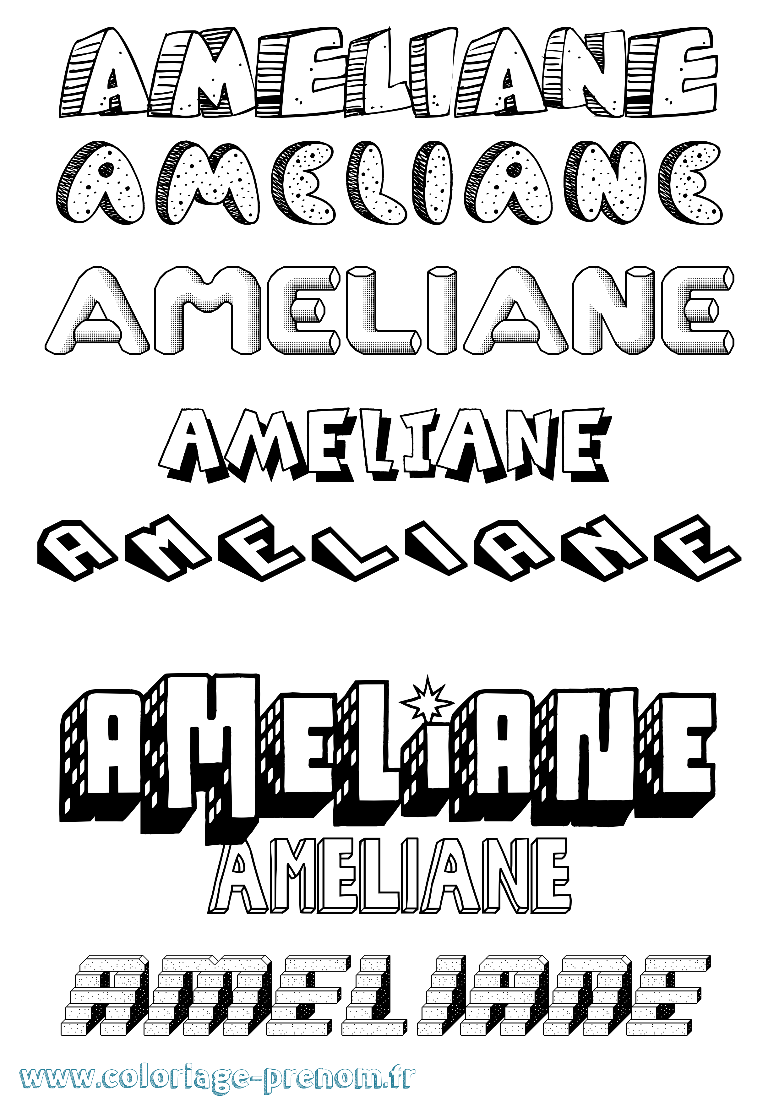 Coloriage Ameliane Effet 3D Coloriage prénom Ameliane Effet 3D
