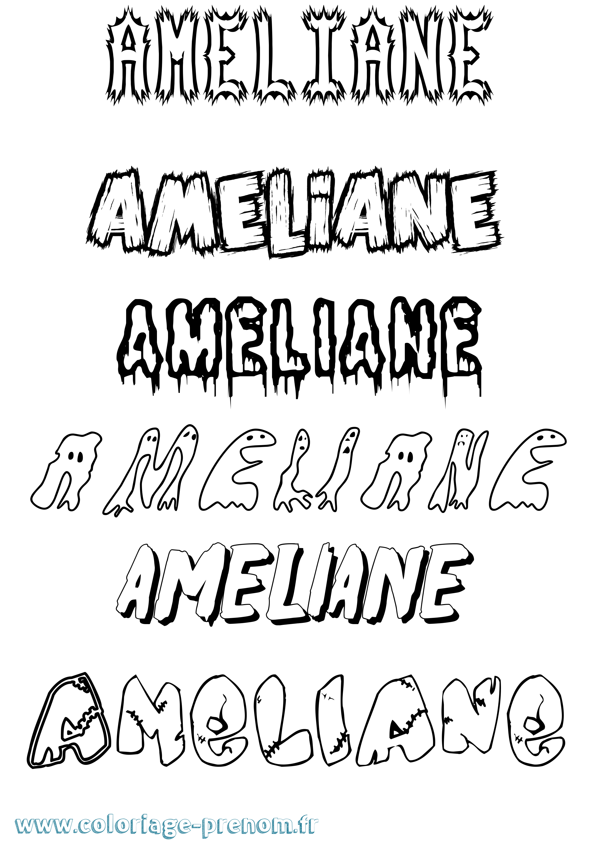 Coloriage Ameliane Frisson Coloriage prénom Ameliane Frisson