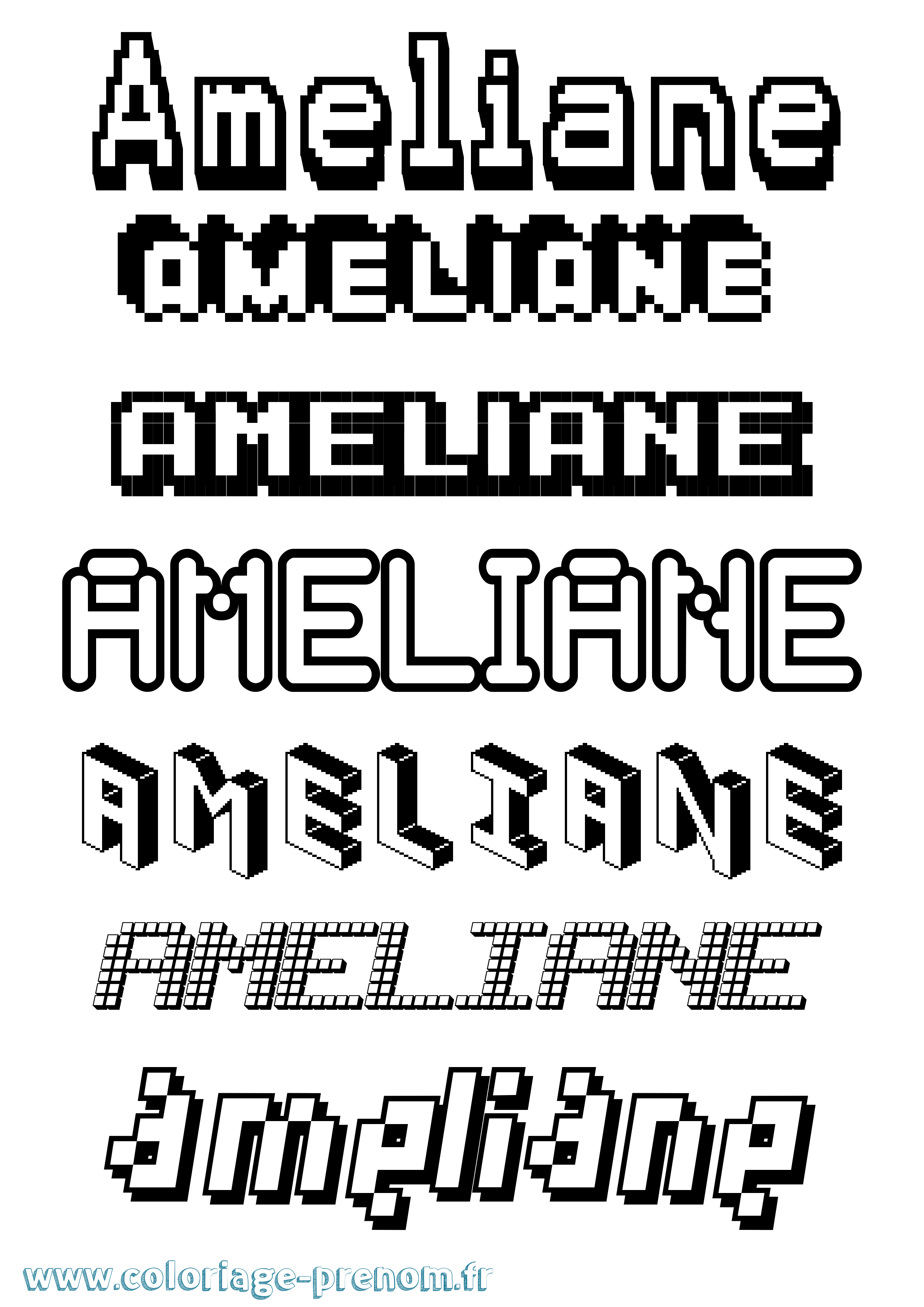 Coloriage prénom Ameliane Pixel