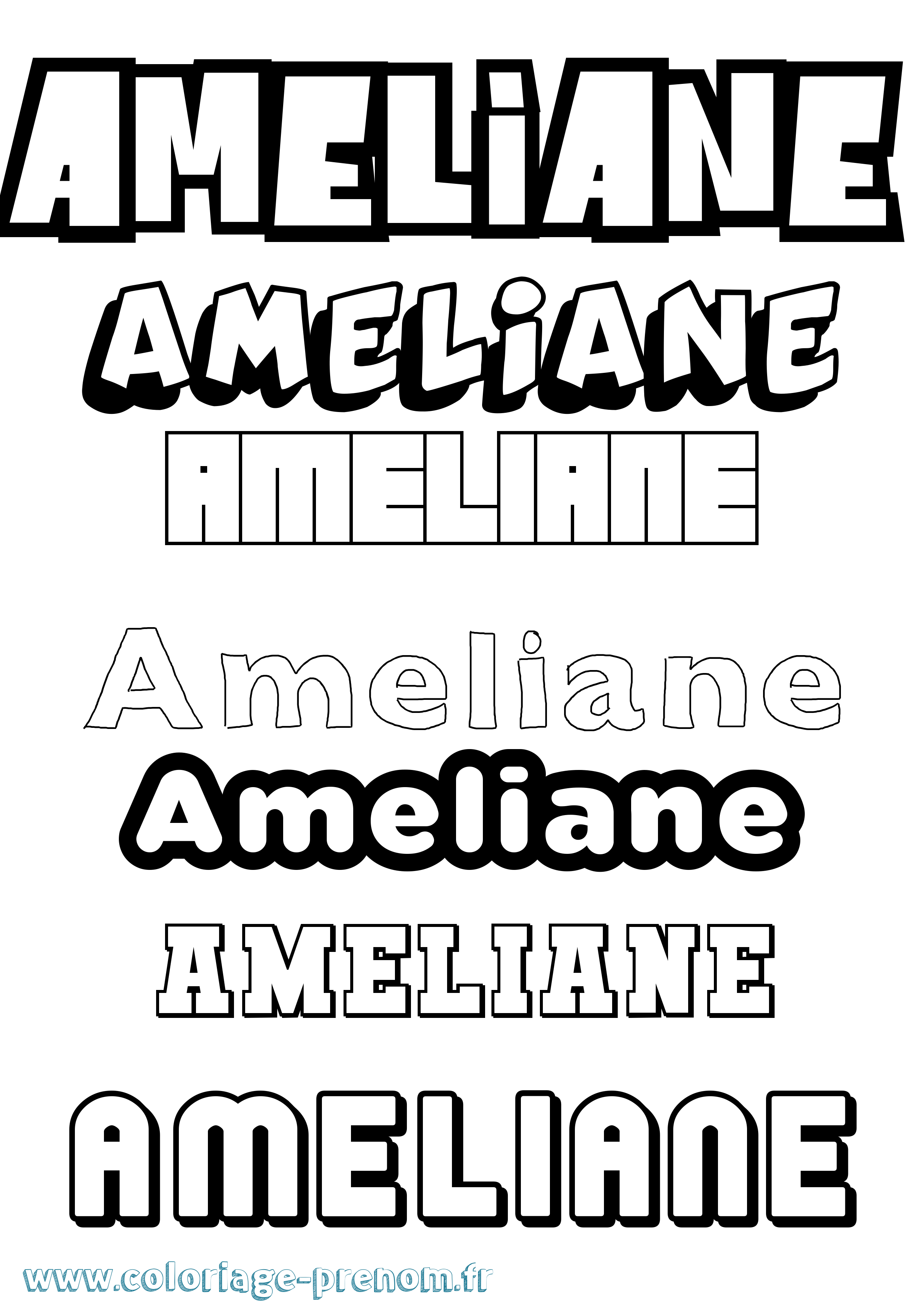 Coloriage prénom Ameliane Simple