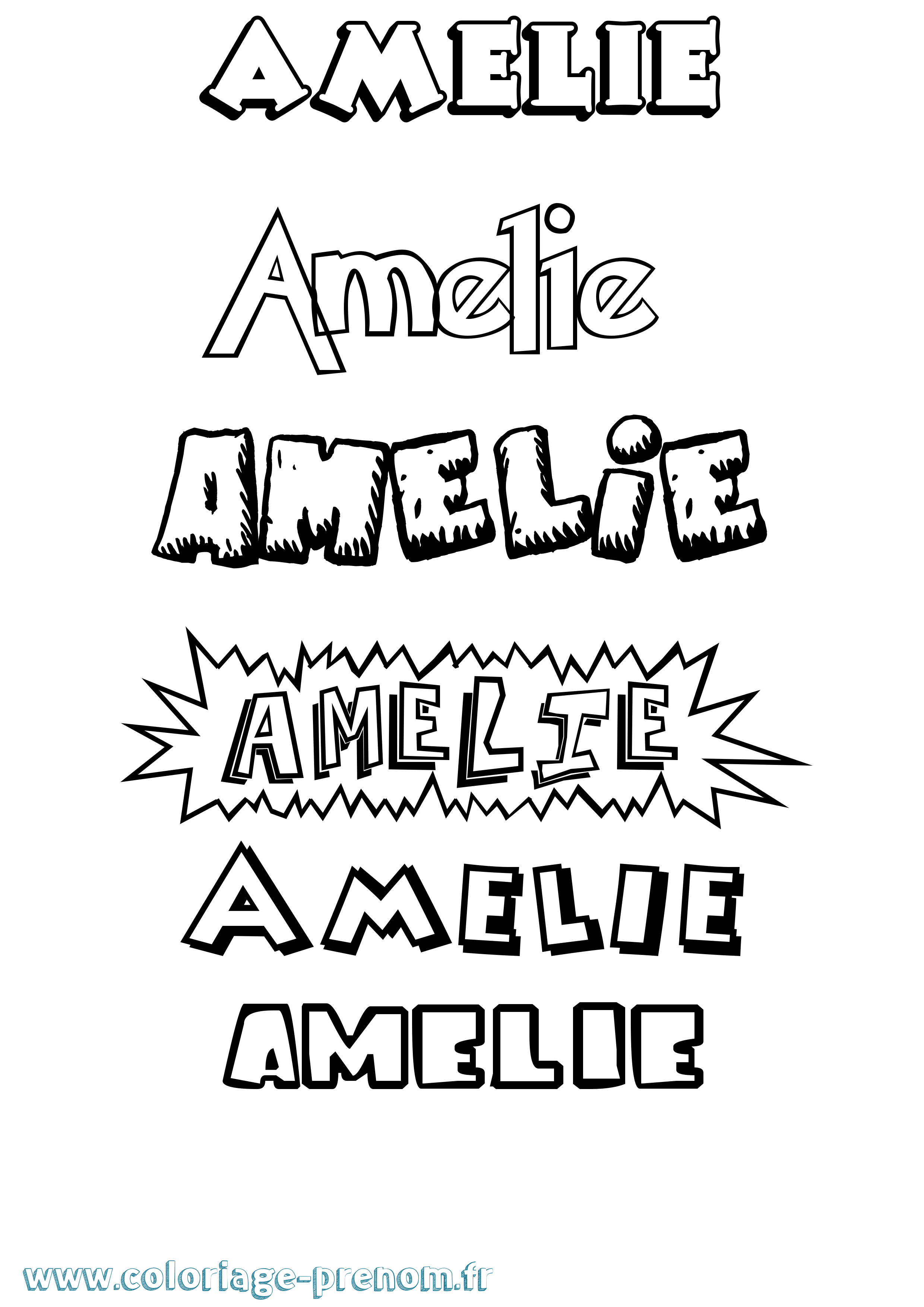 Coloriage Amelie Dessin Animé Coloriage prénom Amelie Dessin Animé