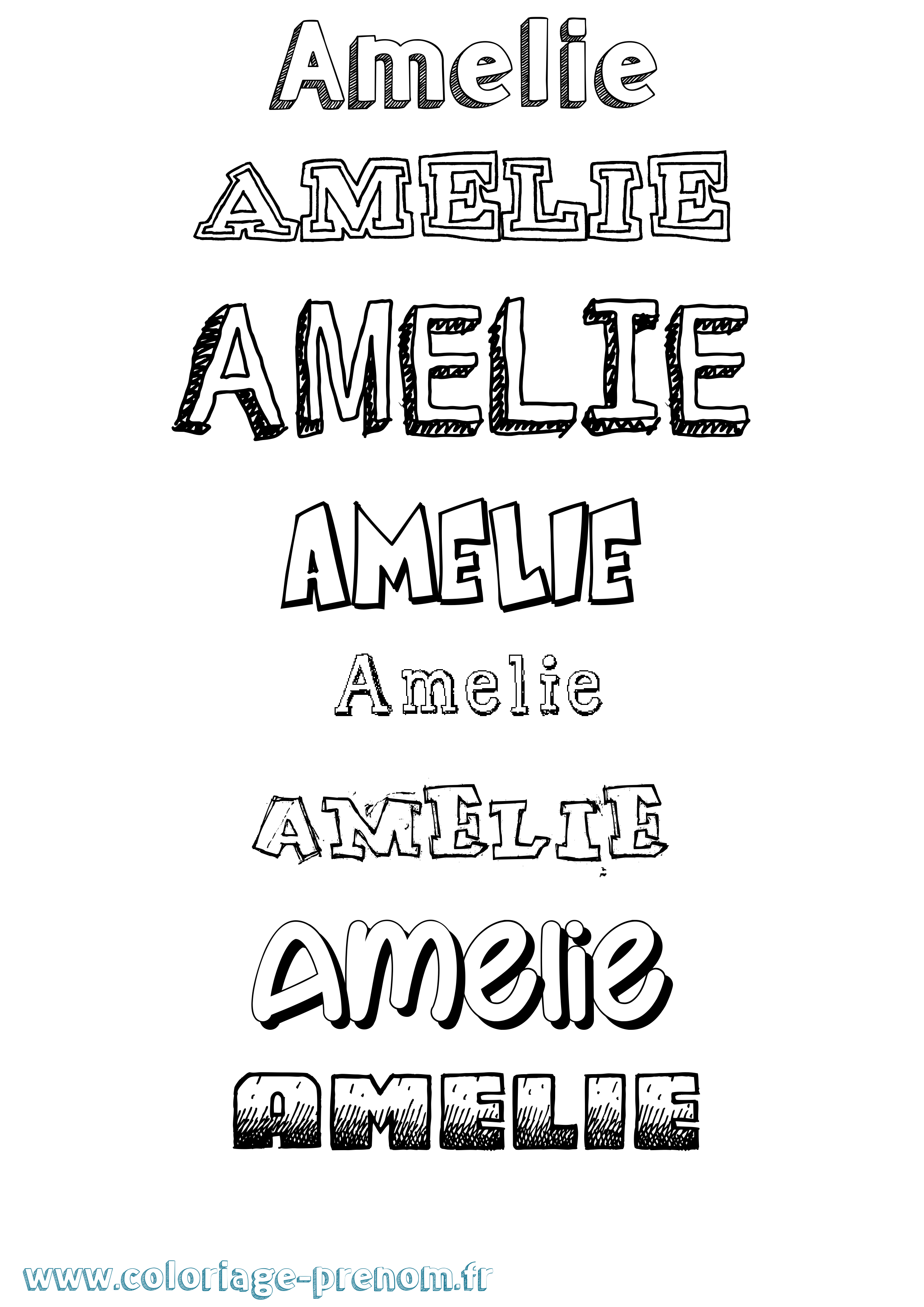 Coloriage Amelie Dessiné Coloriage prénom Amelie Dessiné