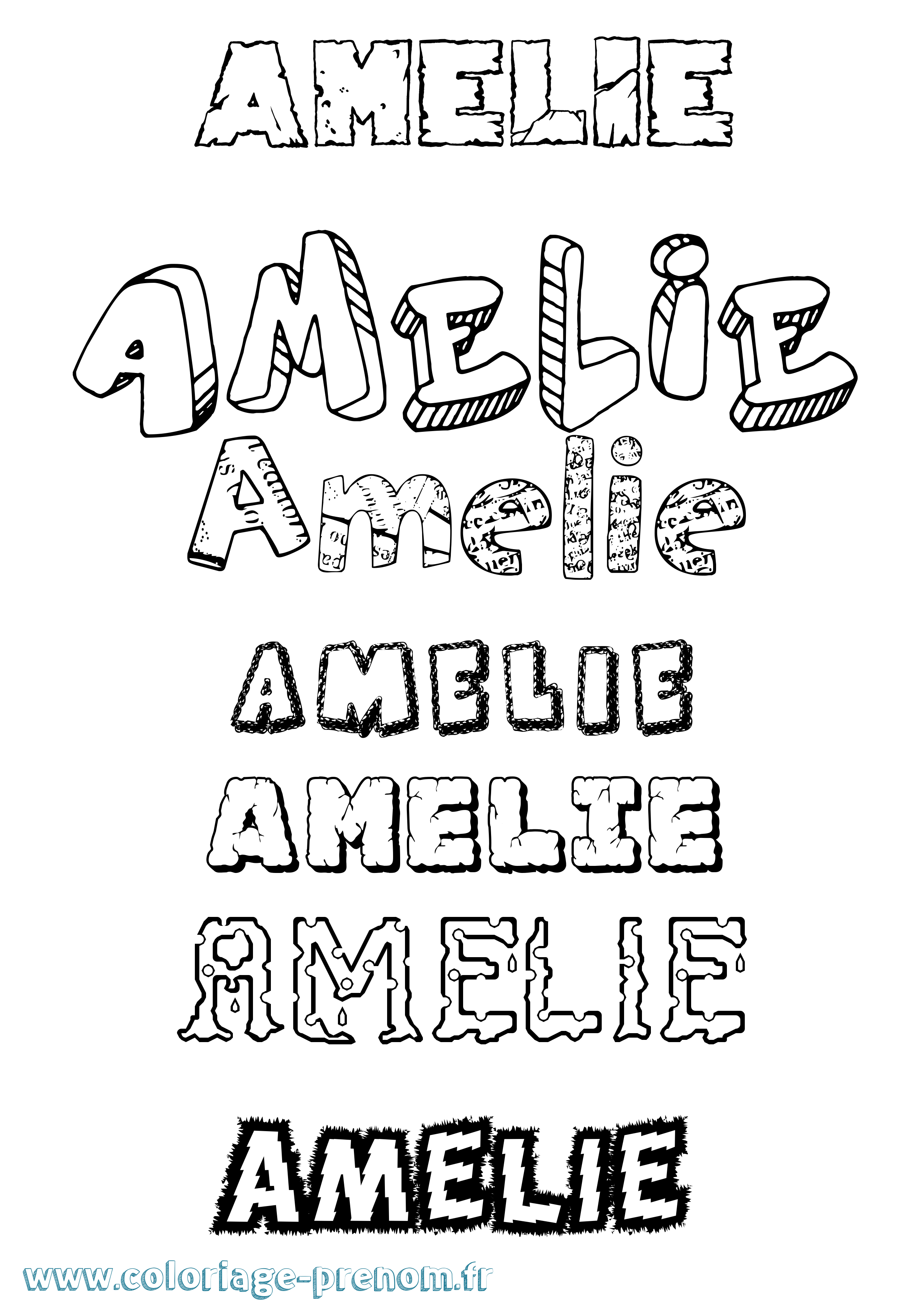 Coloriage Amelie Destructuré Coloriage prénom Amelie Destructuré